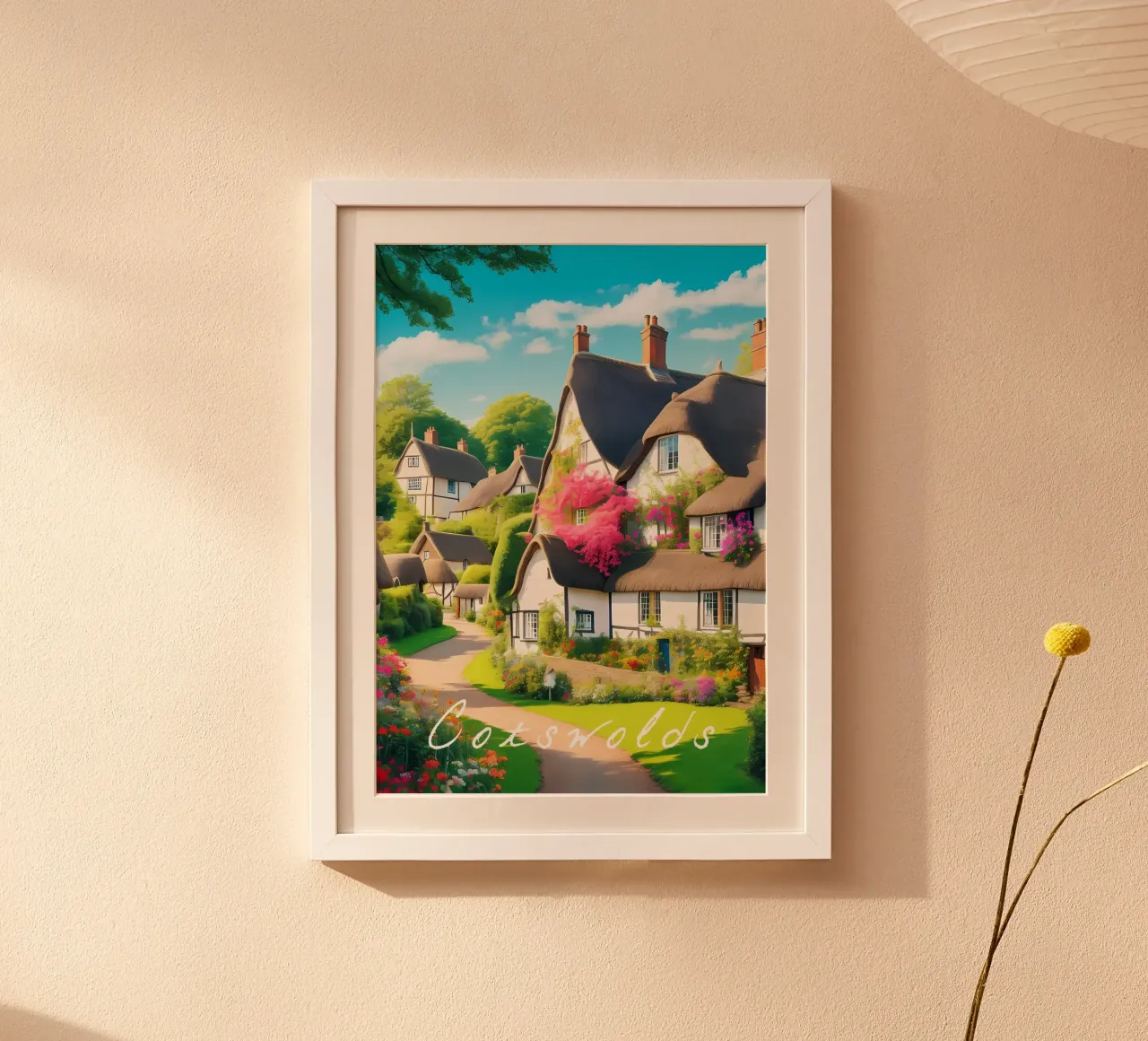 Scena di villaggio Cotswolds Inghilterra poster da Charnwood Prints