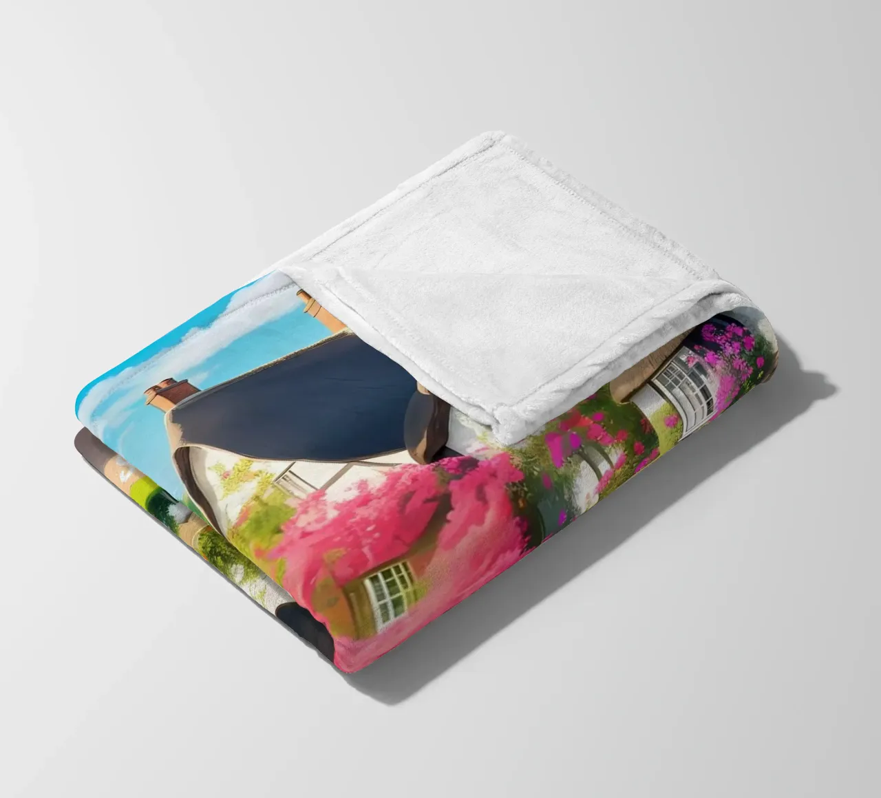 Scena di villaggio Cotswolds Inghilterra coperta in pile da Charnwood Prints