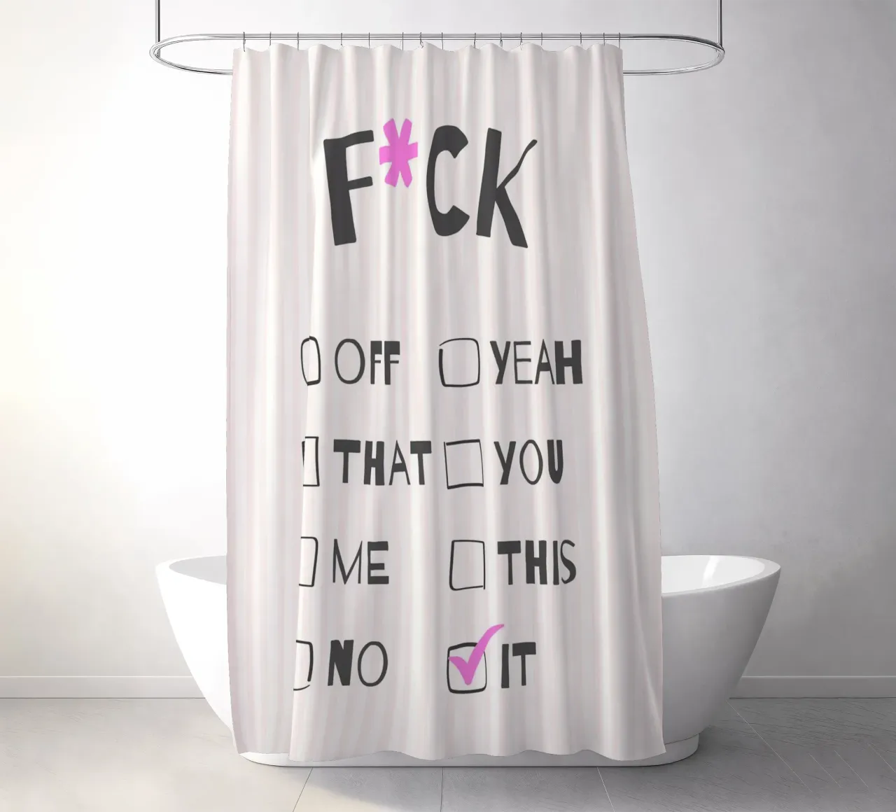 F*ck It – Typography Print tenda da doccia da Roseberry Design