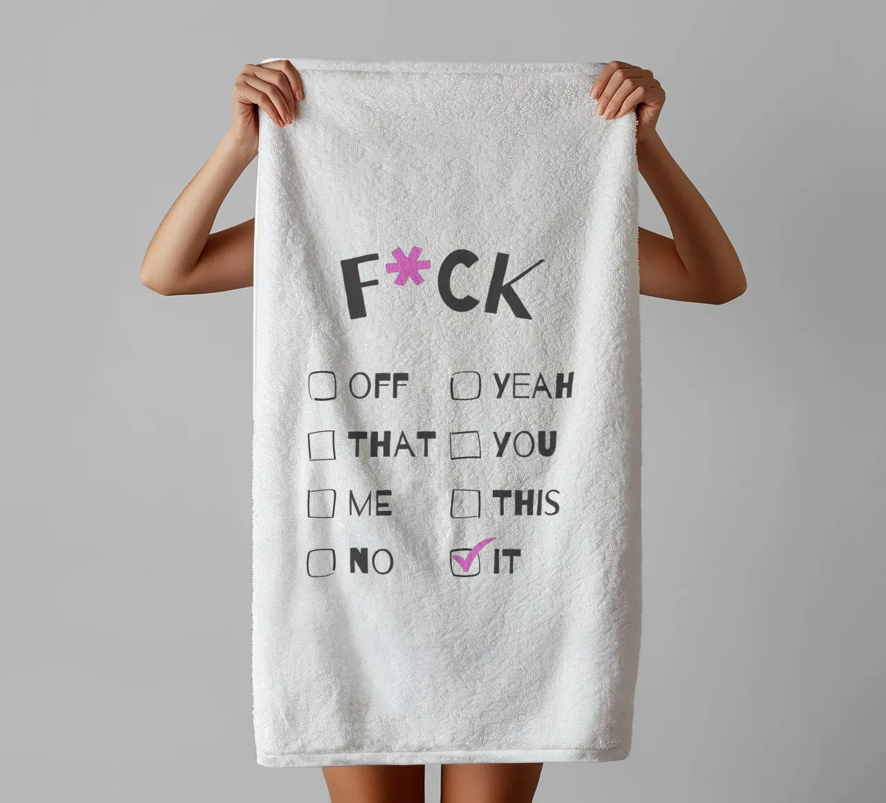 F*ck It – Typography Print asciugamano da bagno da Roseberry Design