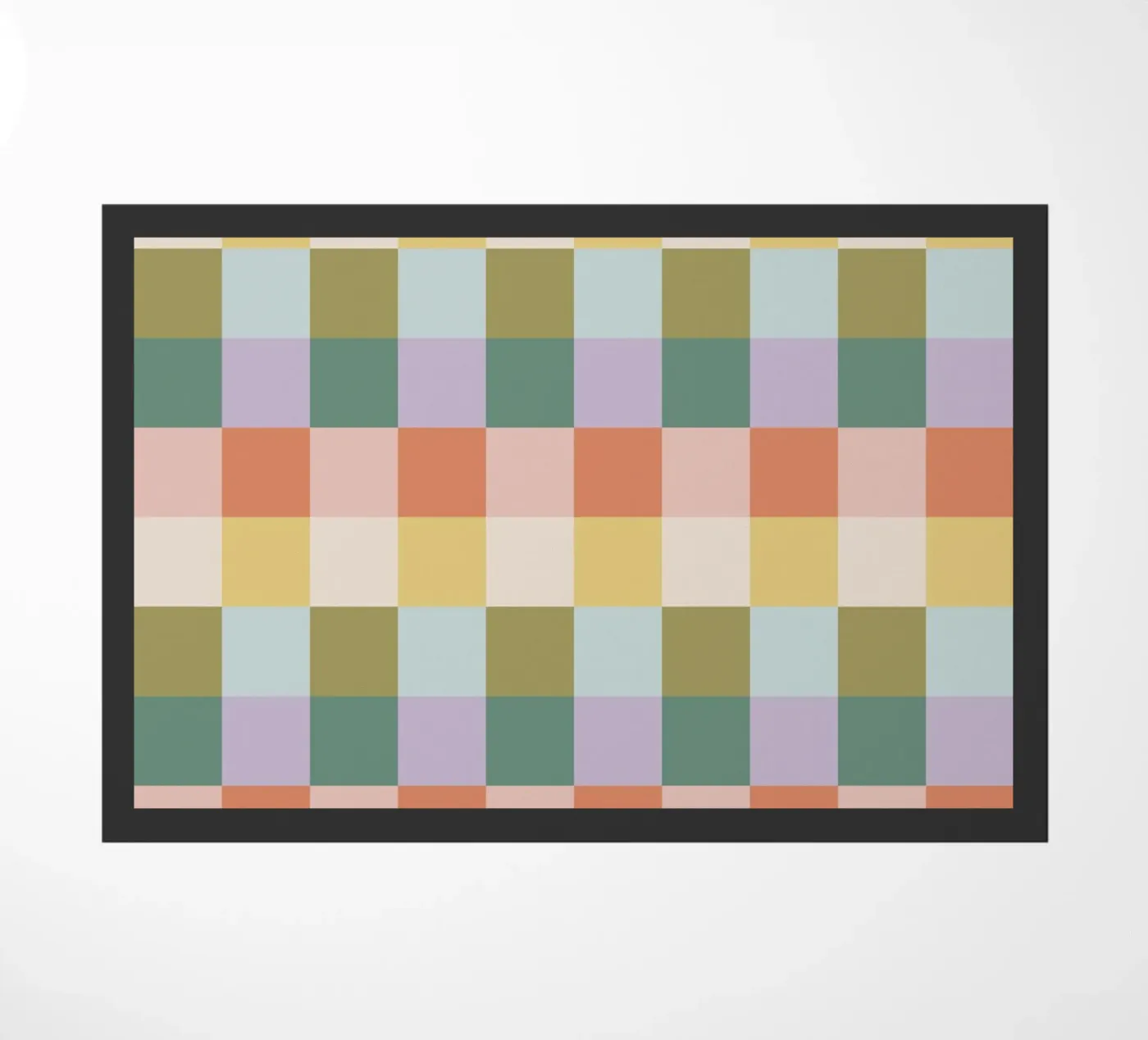Multi-colored groovy checkered pattern doormat by Altruist Studio