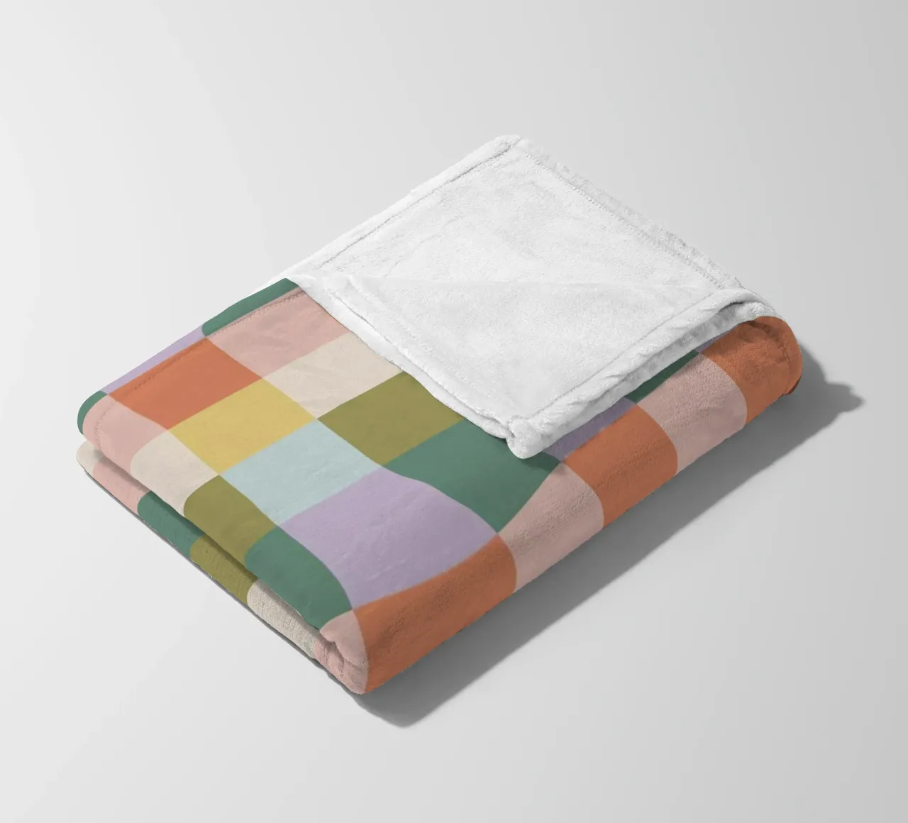 Multi-colored groovy checkered pattern fleece blanket by Altruist Studio