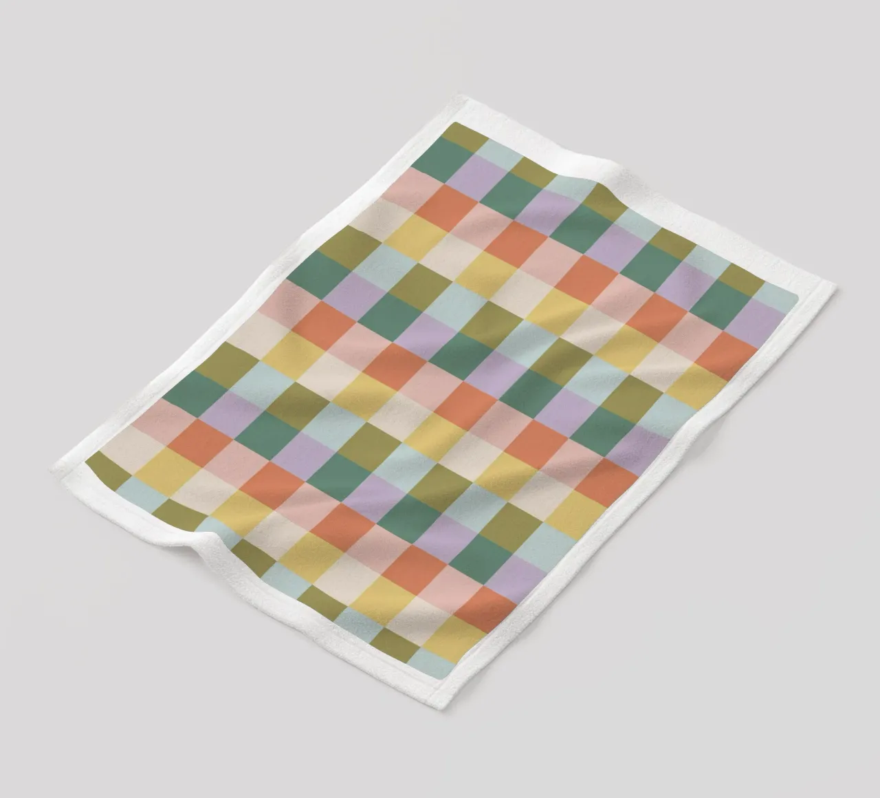 Multi-colored groovy checkered pattern fleece blanket by Altruist Studio