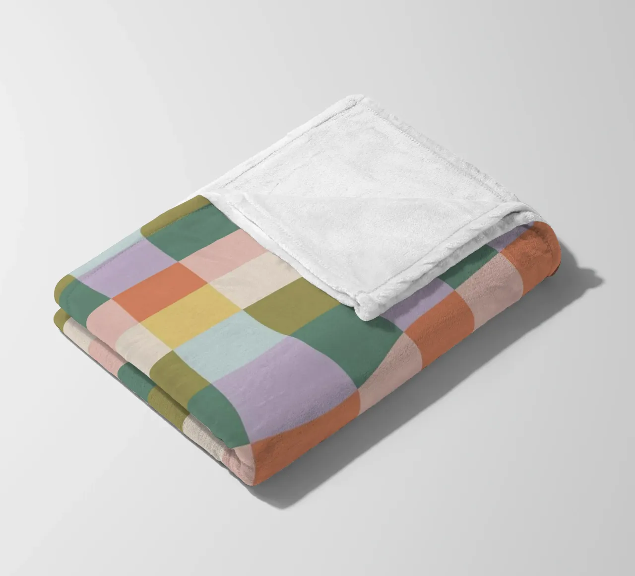 Multi-colored groovy checkered pattern fleece blanket by Altruist Studio