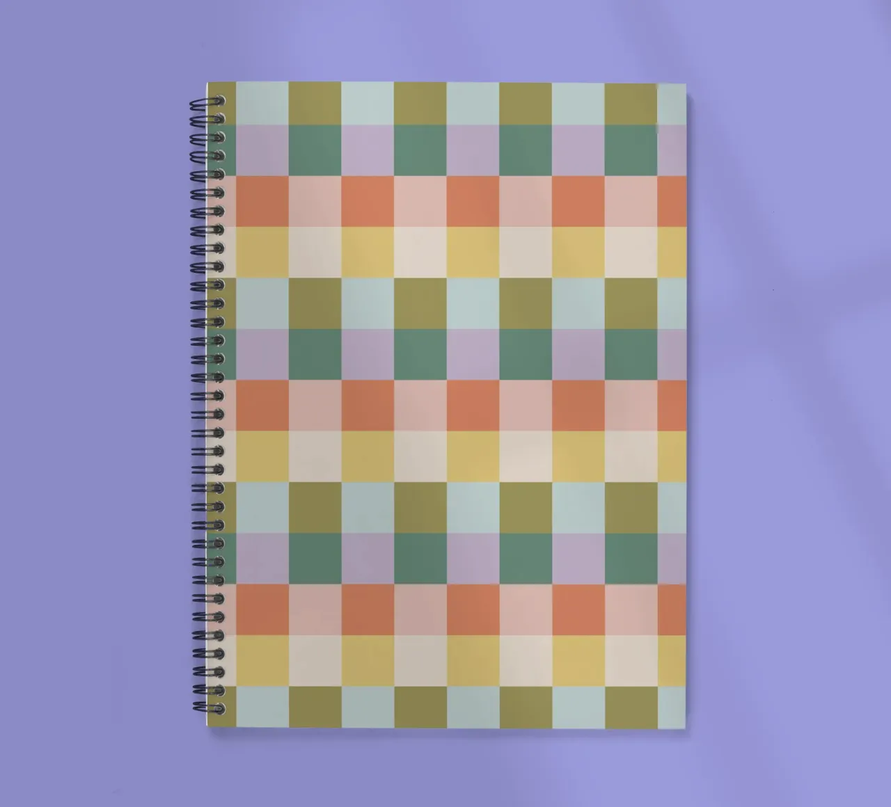 Multi-colored groovy checkered pattern spiral notebook by Altruist Studio