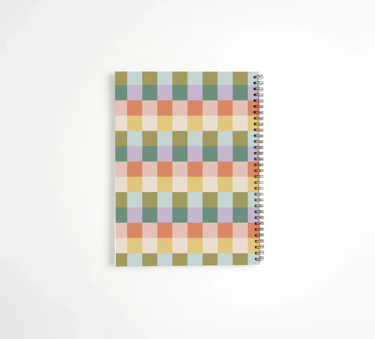Multi-colored groovy checkered pattern spiral notebook by Altruist Studio