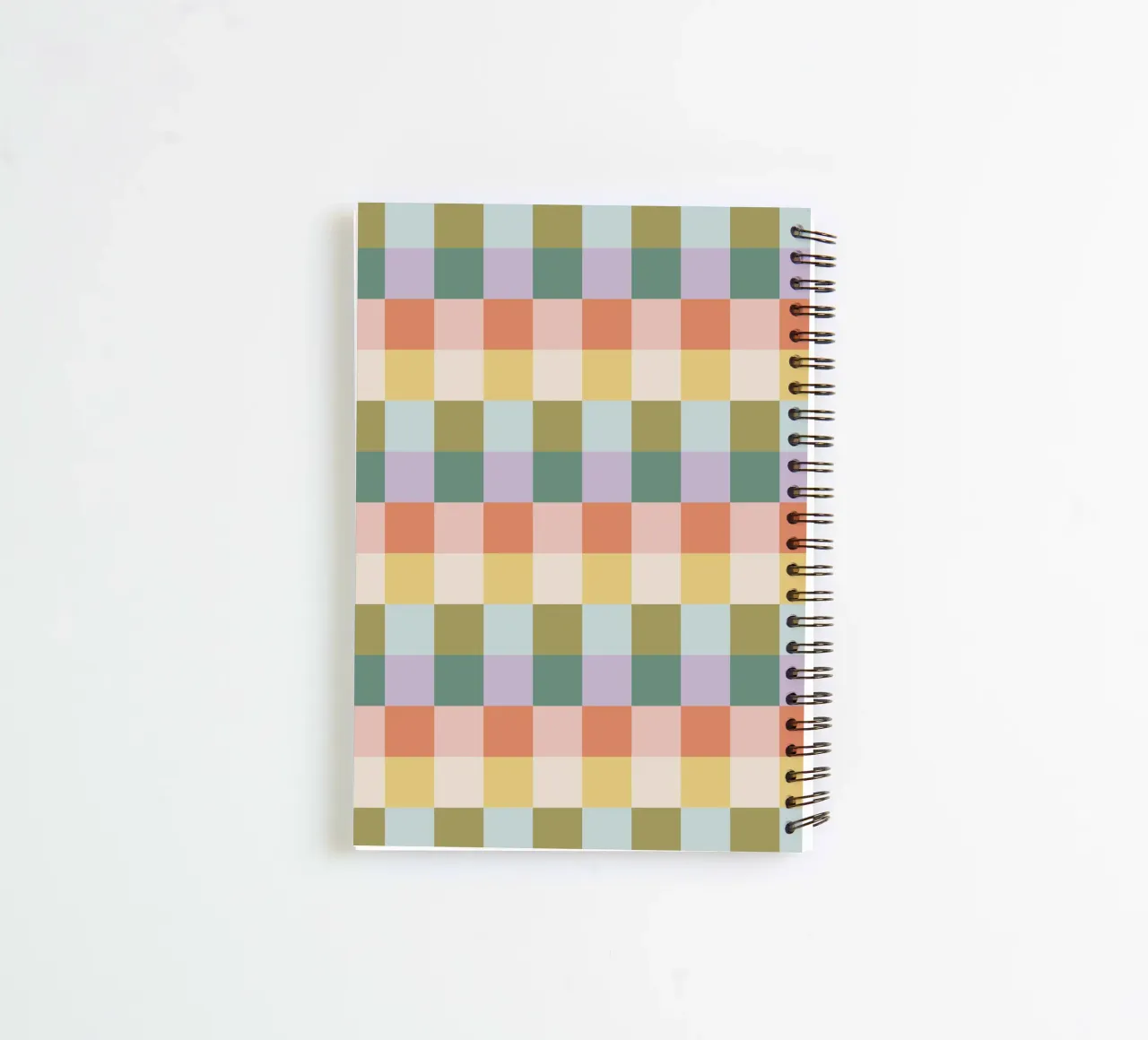 Multi-colored groovy checkered pattern spiral notebook by Altruist Studio
