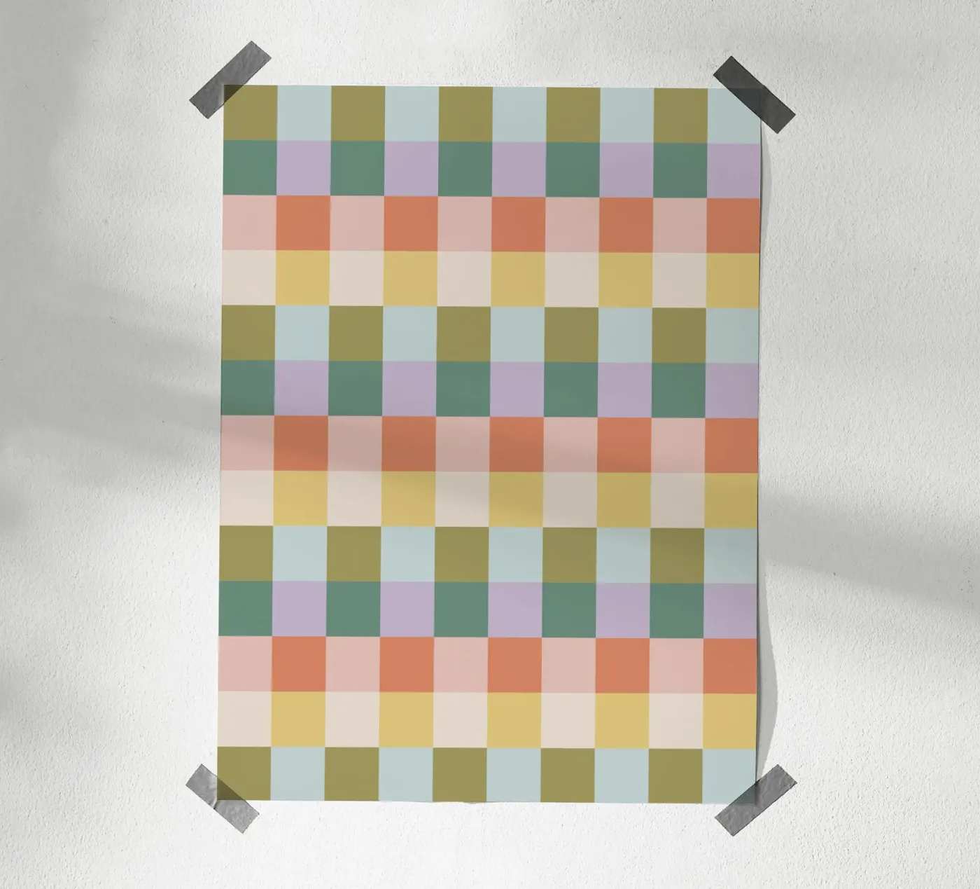 Multi-colored groovy checkered pattern poster by Altruist Studio