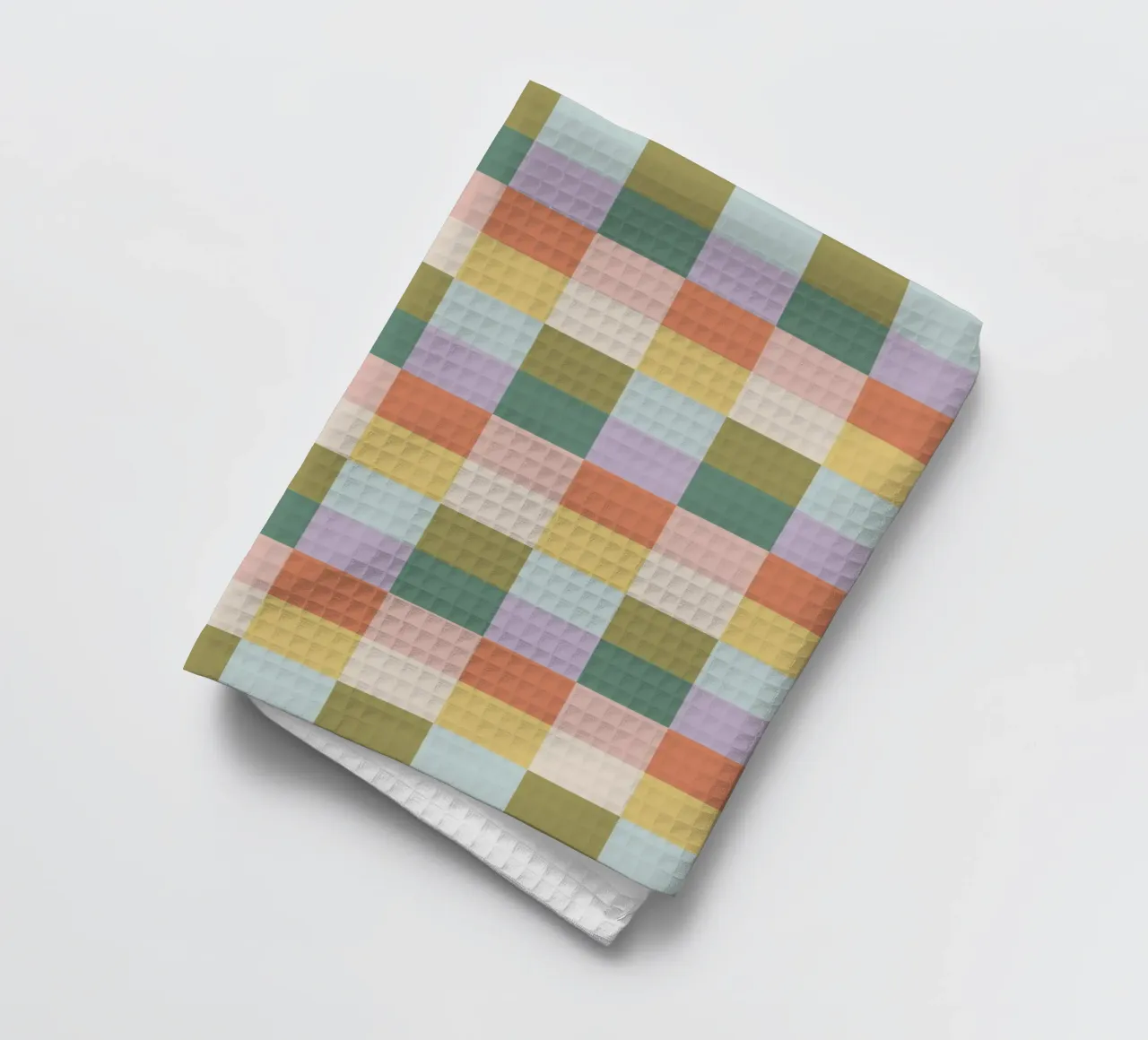 Multi-colored groovy checkered pattern tea towel by Altruist Studio