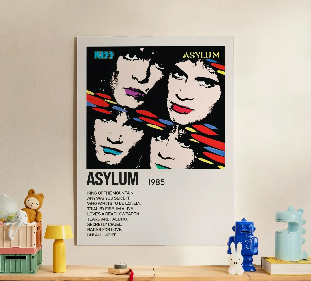 Kiss Asylum Tracklists plexiglass da Banda Neira