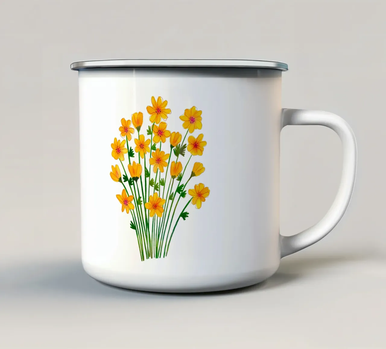 Ranuncolo giallo tazza in smalto da Petra Lang - Floral Art