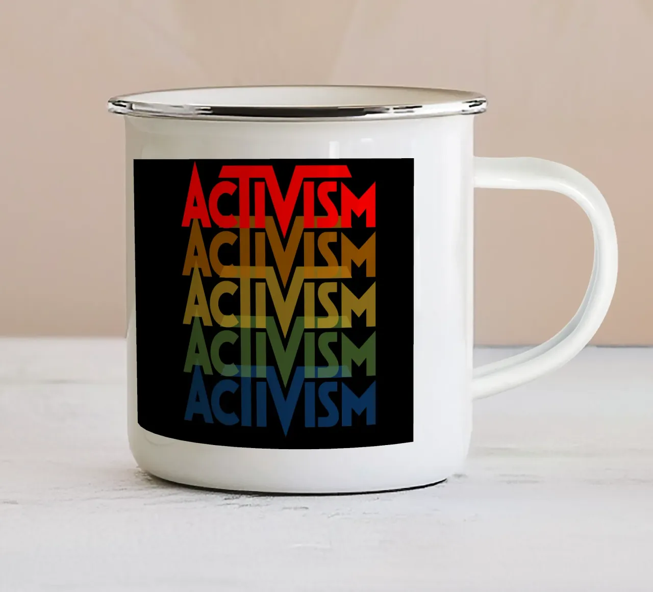 Activism Art tazza in smalto da Sanavlis Studios Company