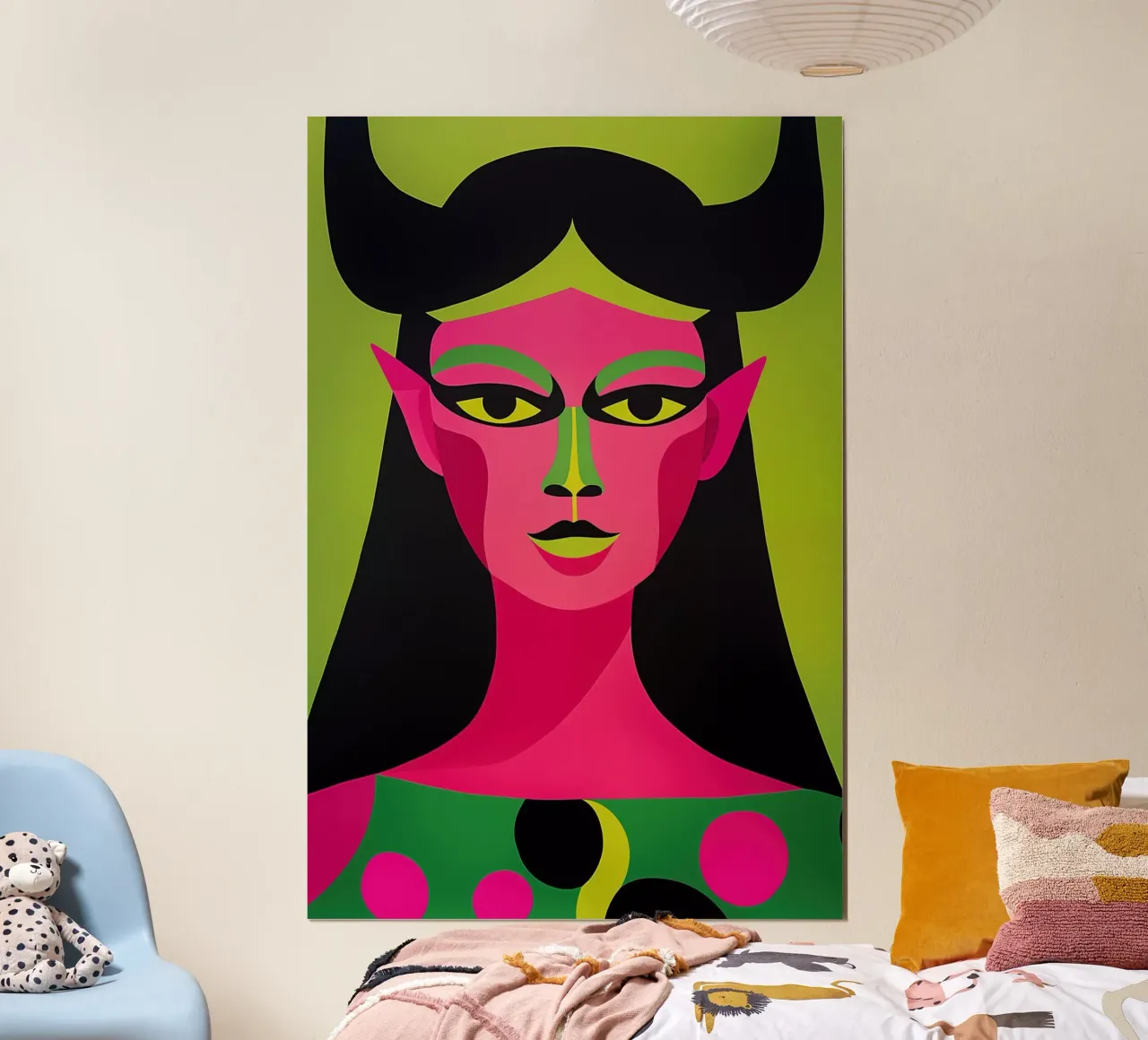 Roze duivel met veel groen poster van Autofocus