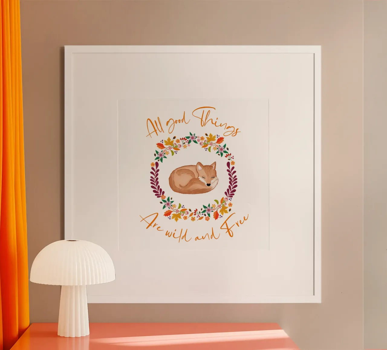 Fuchs mit Herbstkranz : Toutes les bonnes choses sont sauvages et libres poster de CalliLetters