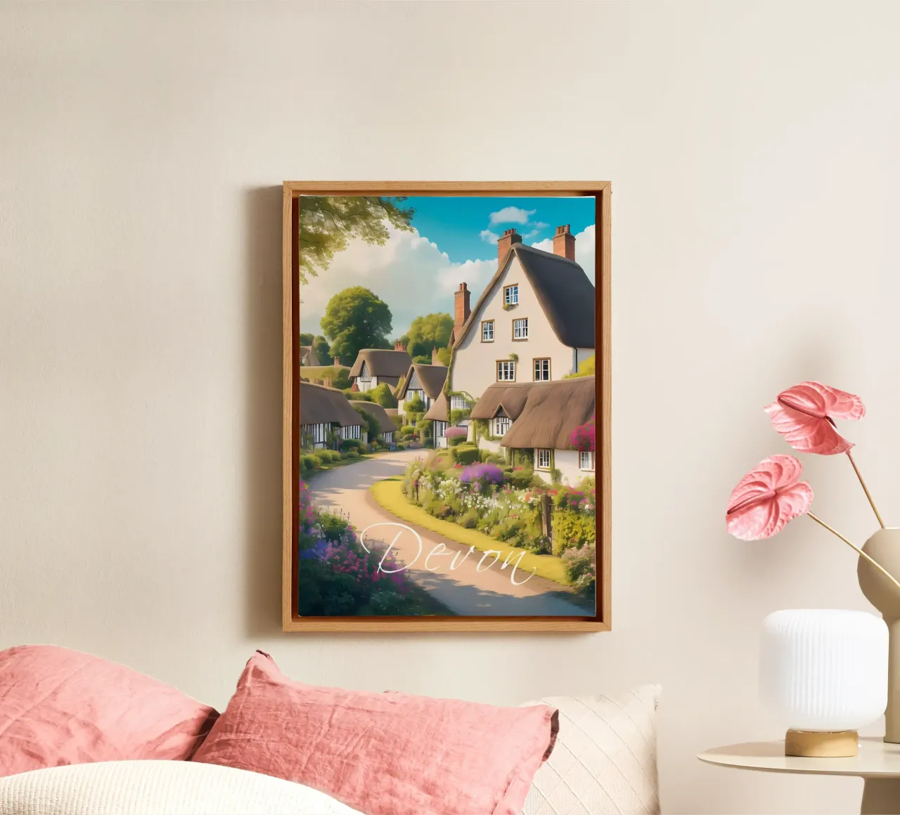 Devon Scene tela con Cornice a cassetta da Charnwood Prints