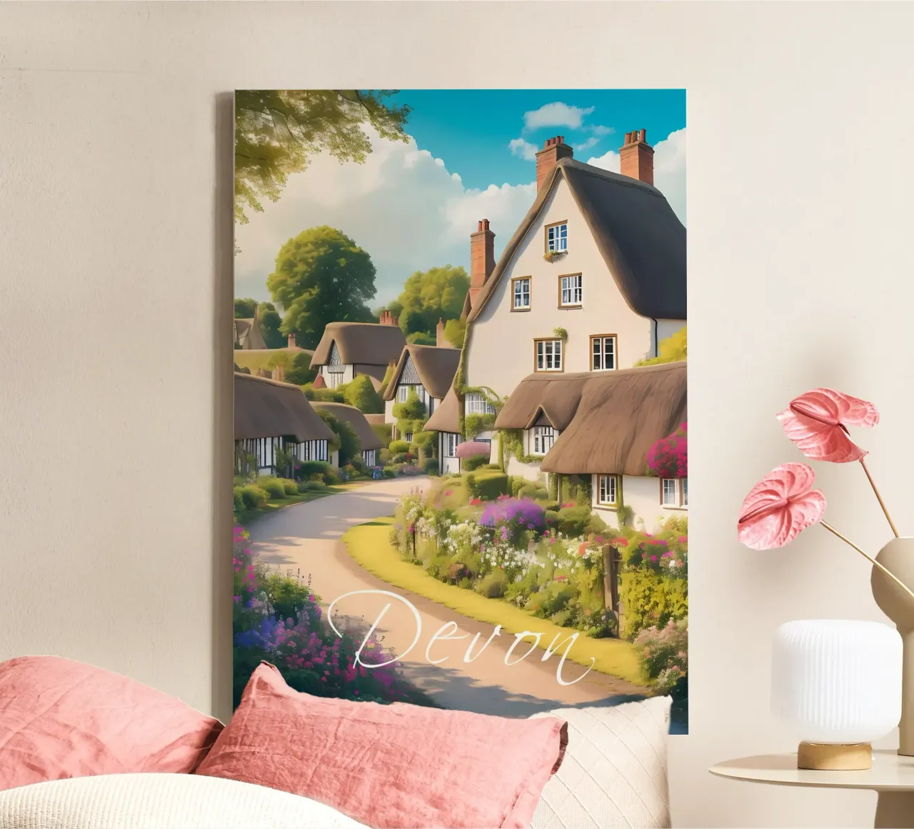 Devon Scene tela con Cornice a cassetta da Charnwood Prints