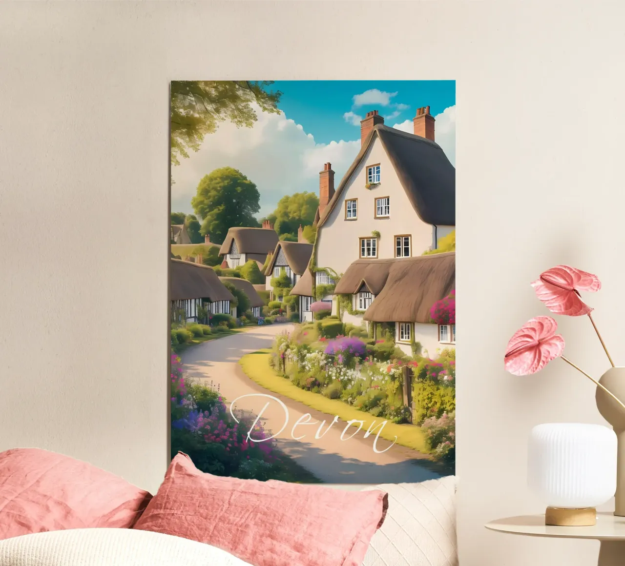 Devon Scene poster con telaio in legno da Charnwood Prints