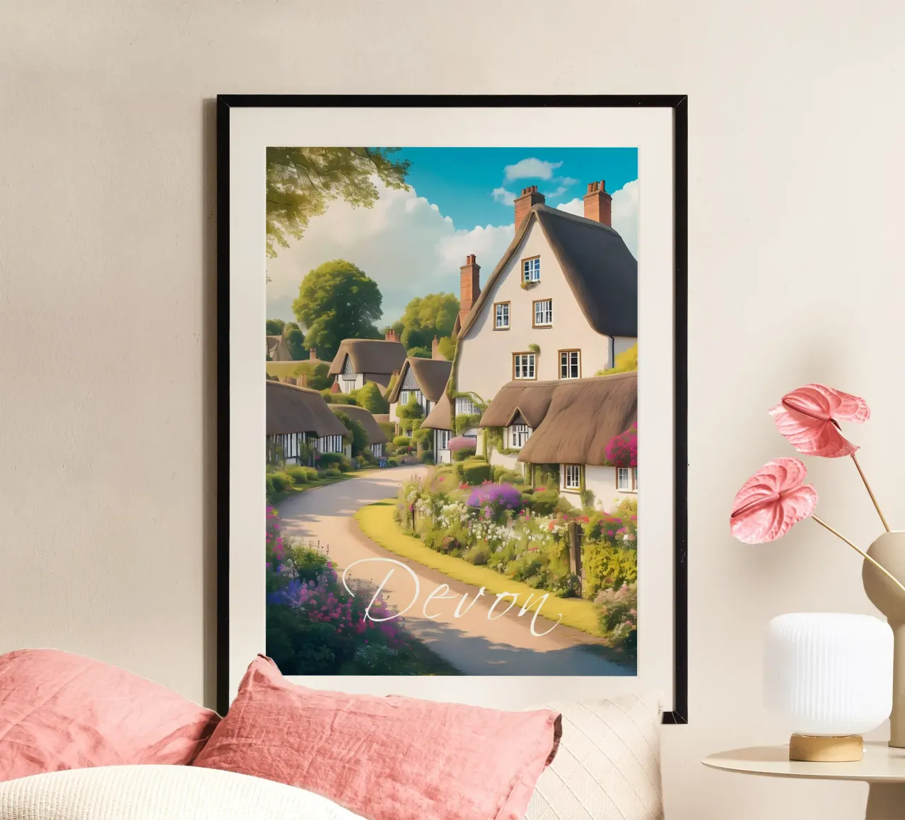 Devon Scene poster con telaio in legno da Charnwood Prints