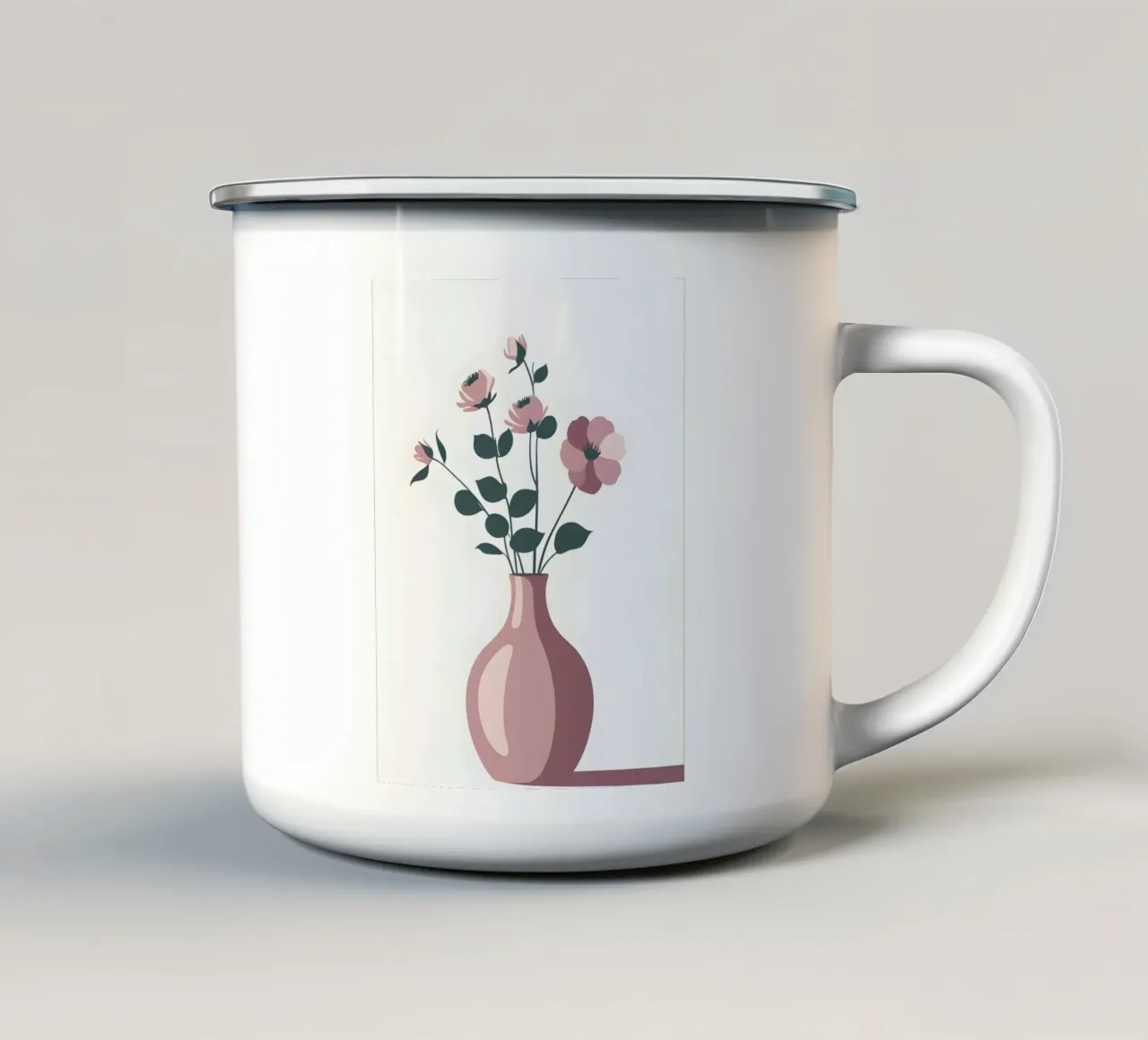 fiore in vas tazza in smalto da botanical shop