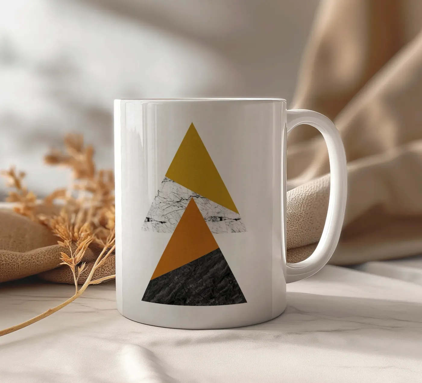 Geometric Triangles ceramic mug by Orara Studio
