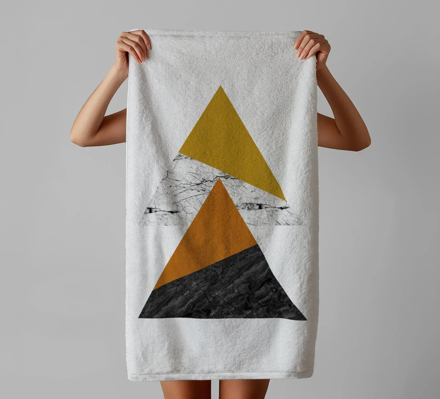 Geometric Triangles towel by Orara Studio