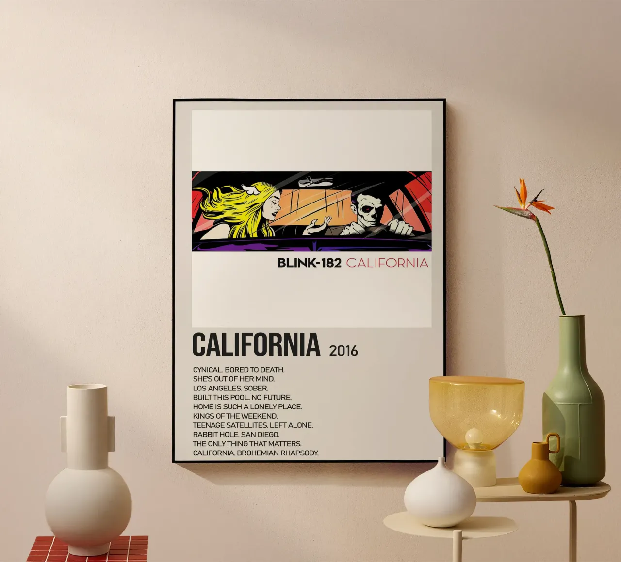 Blink 182 California Tracklists plexiglass da Banda Neira