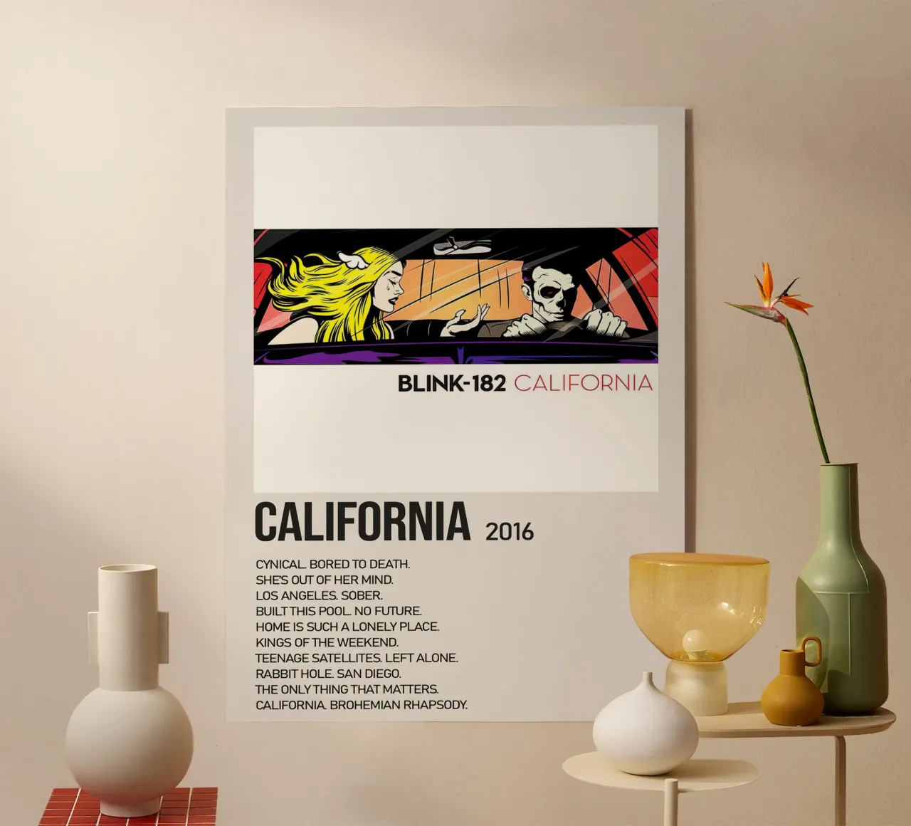 Blink 182 California Tracklists plexiglass da Banda Neira