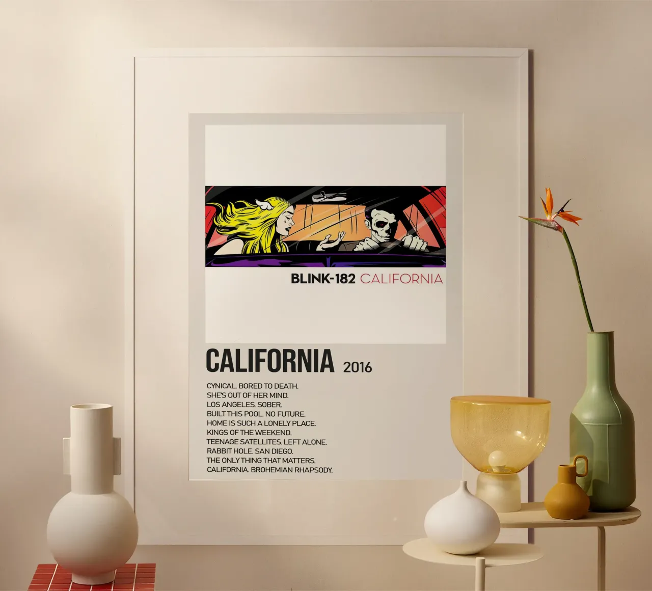 Blink 182 California Tracklists carta hahnemühle da Banda Neira