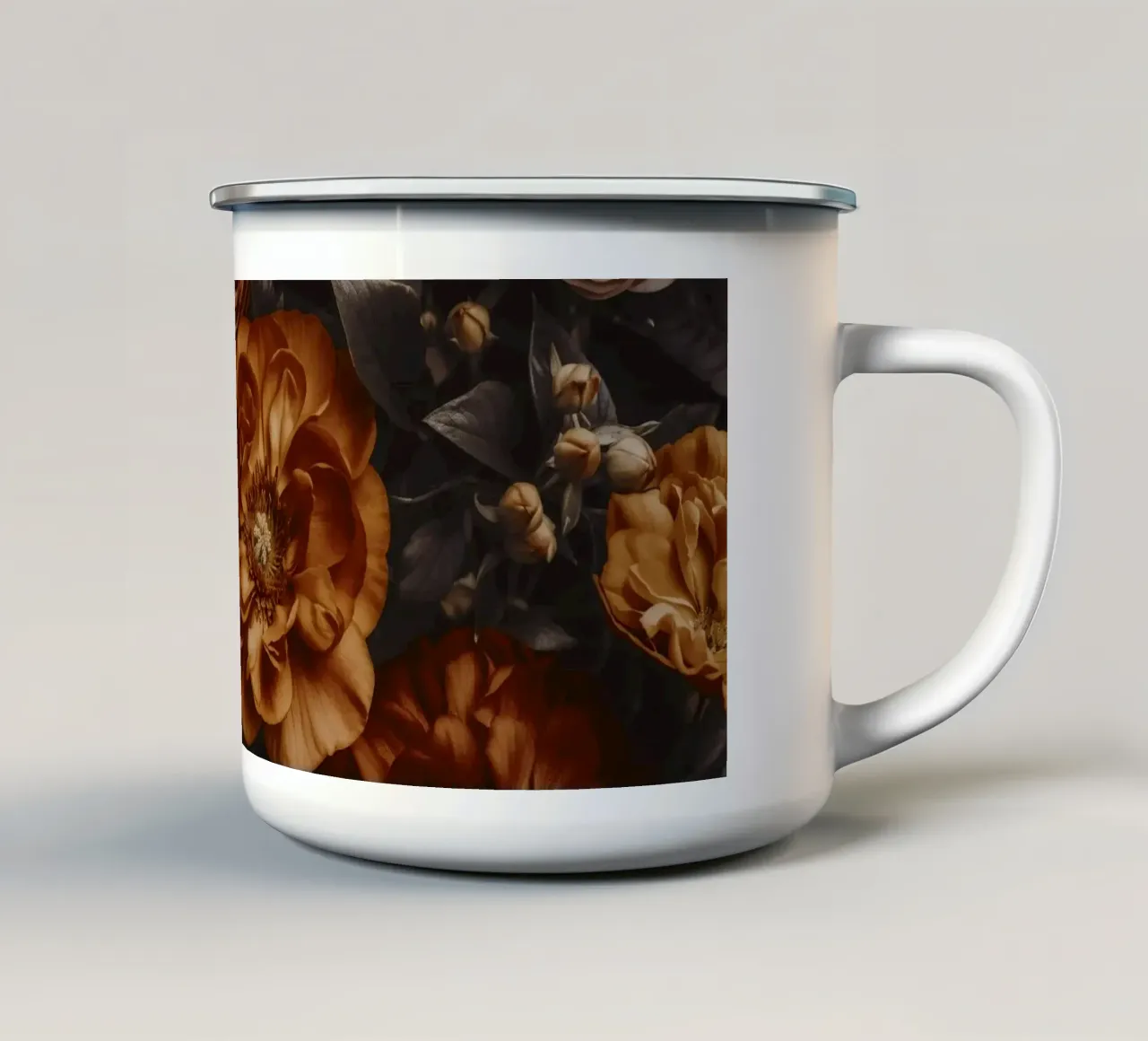 Fiori autunnali ricchi di terra tazza in smalto da Andrea Haase Floral Passion