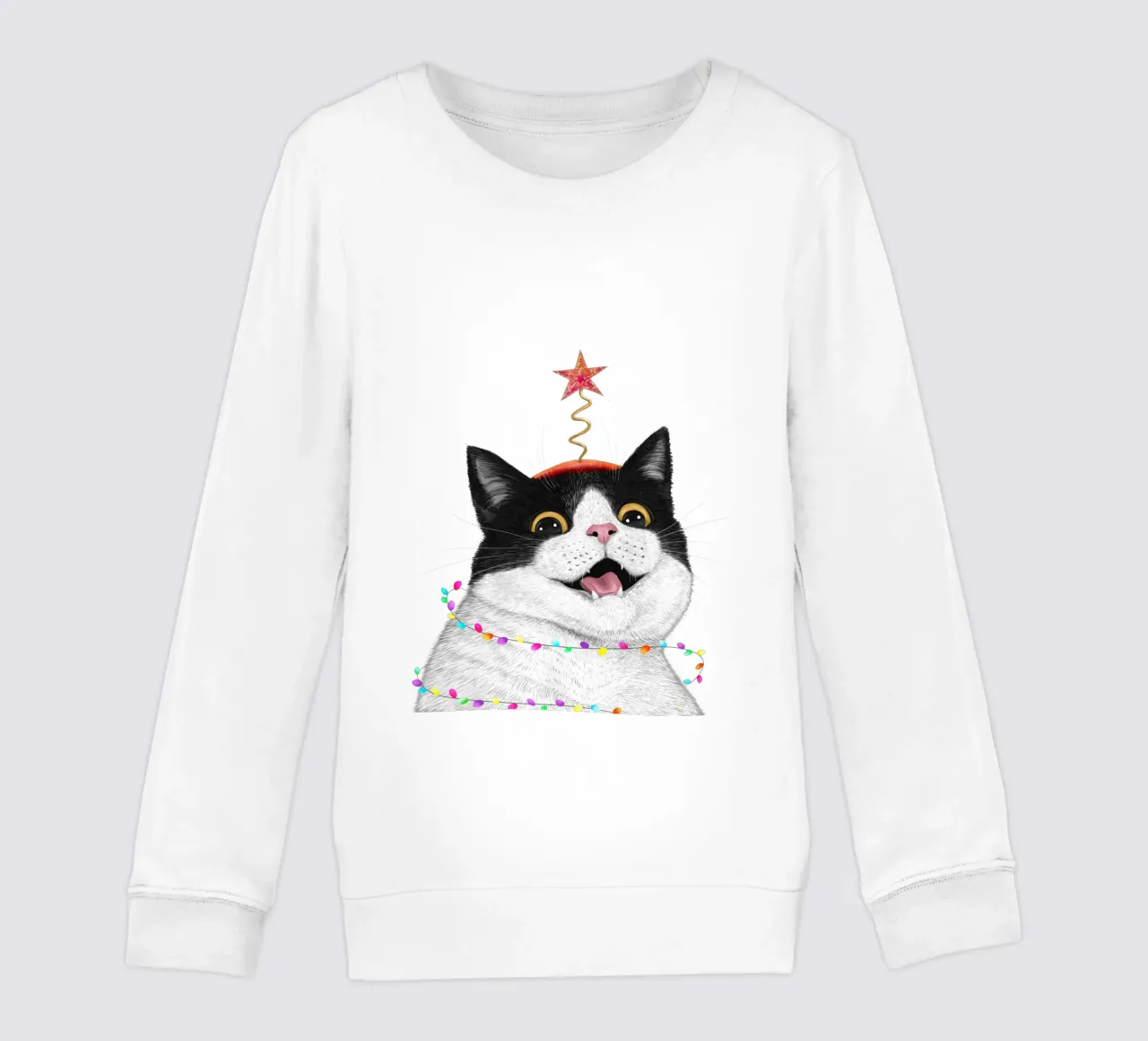 Christmas cat Kinder Sweatshirt von valeriyakorenkova