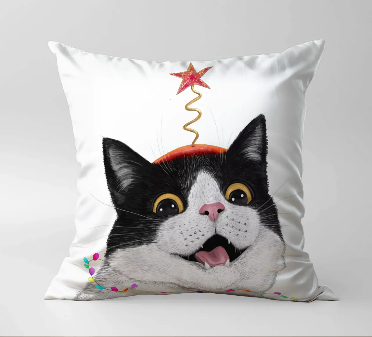 Christmas cat cuscino da valeriyakorenkova