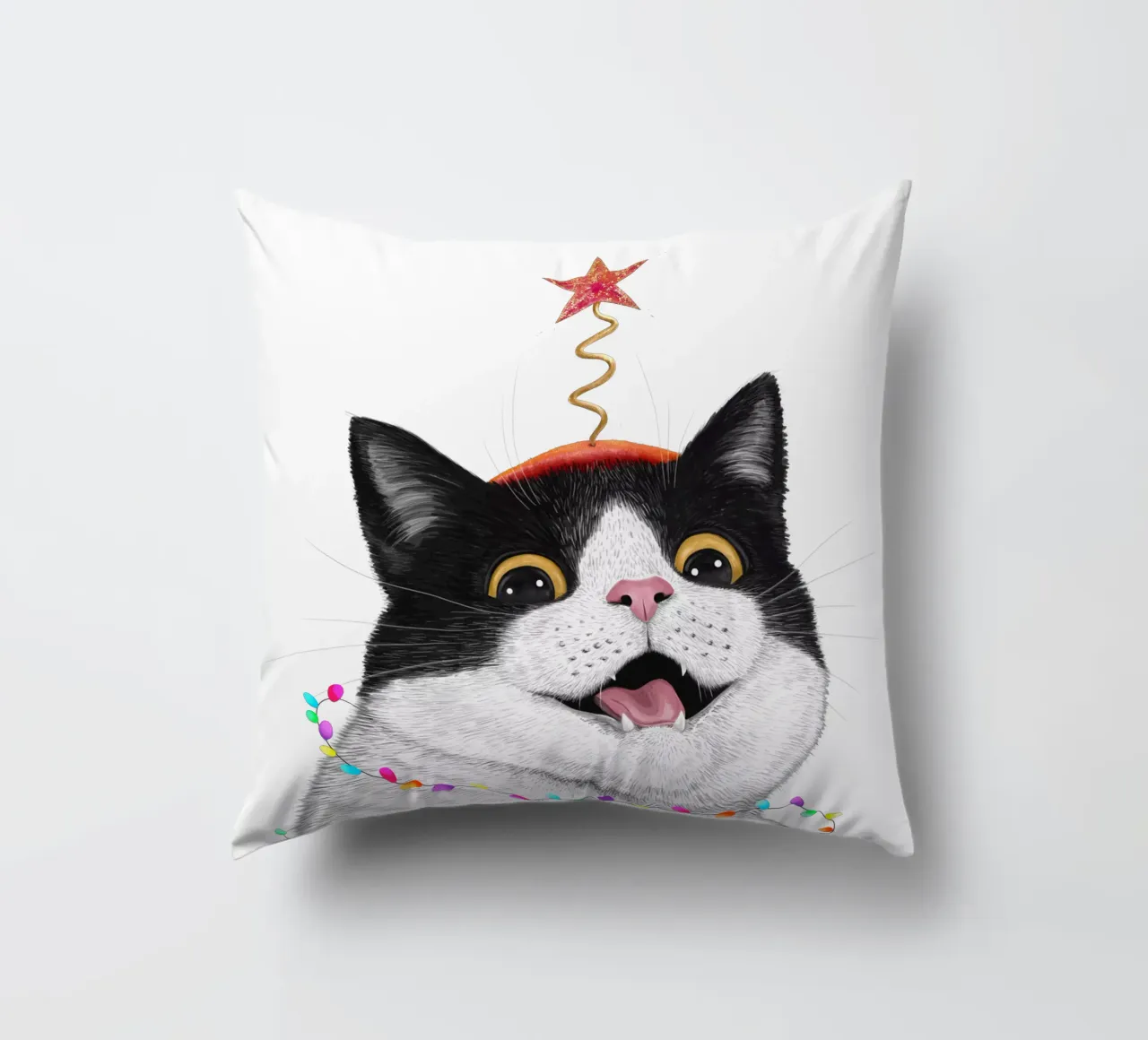 Christmas cat cuscino da valeriyakorenkova