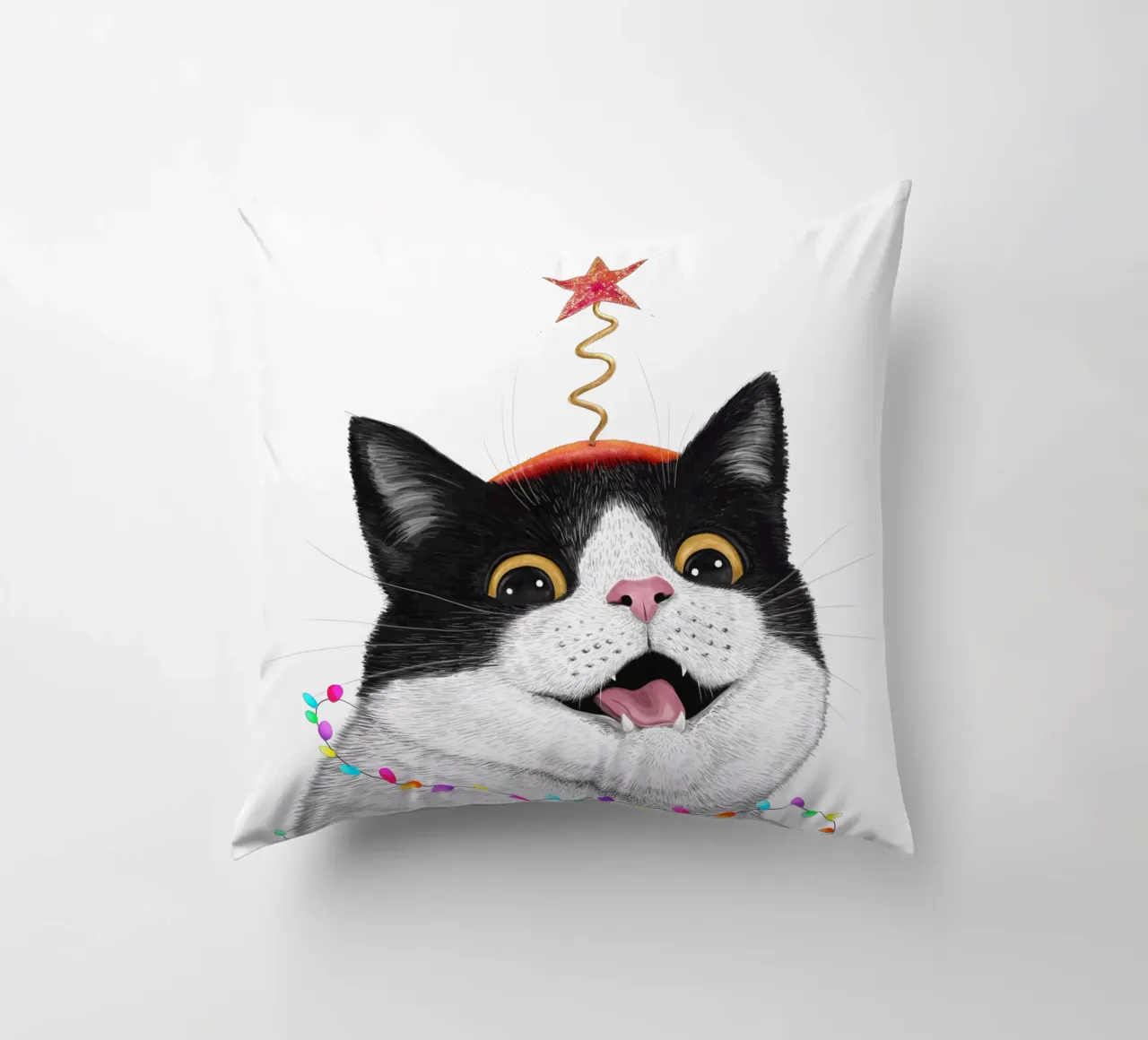 Christmas cat cuscino da valeriyakorenkova