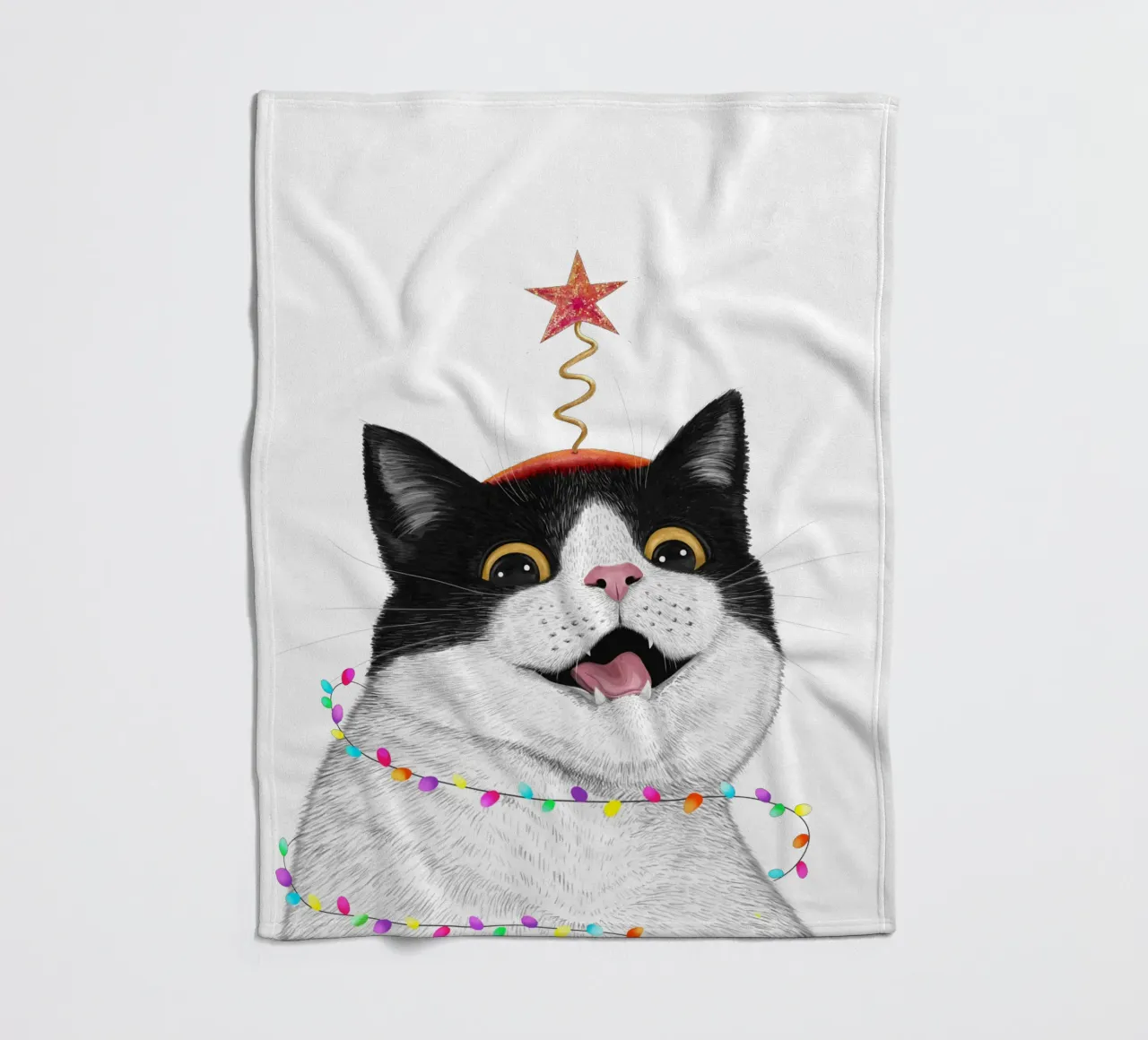 Christmas cat Fleecedecke von valeriyakorenkova