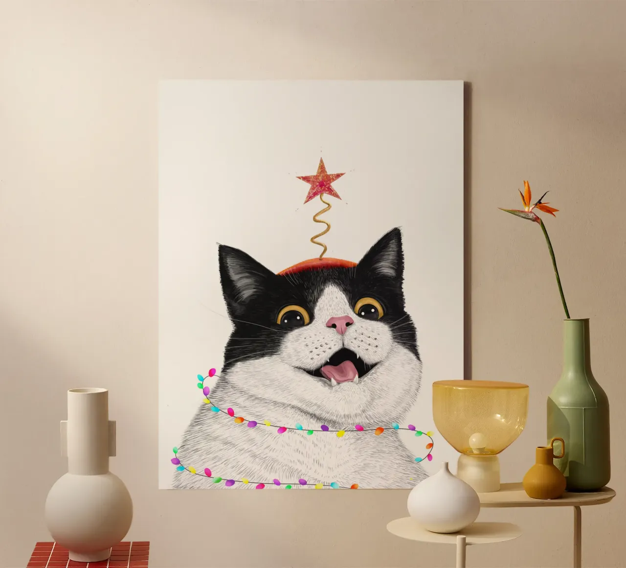 Christmas cat Leinwand von valeriyakorenkova