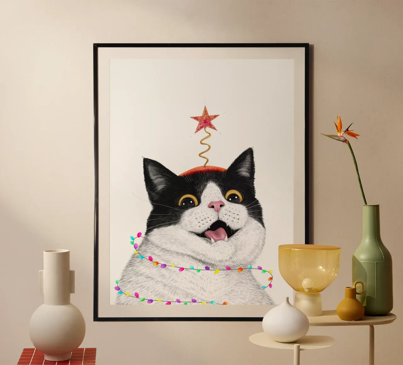 Christmas cat Poster von valeriyakorenkova