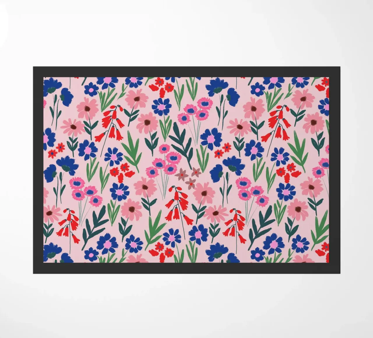 Des fleurs joyeuses en rose, bleu et rouge paillasson de Petra Lang - Floral Art