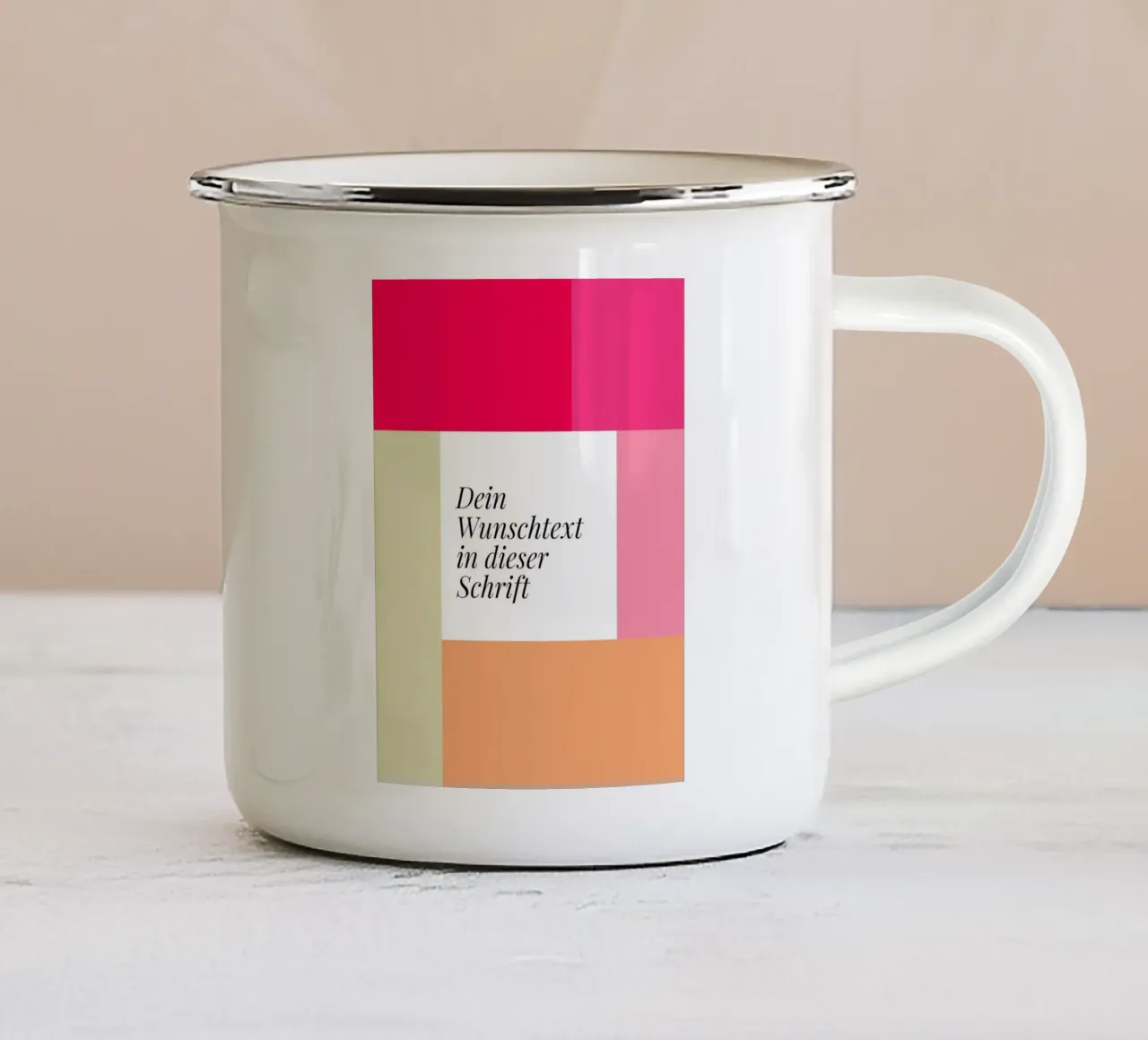 Wunschtext - geometrisch rot pink tazza in smalto da BAINAI BRICK