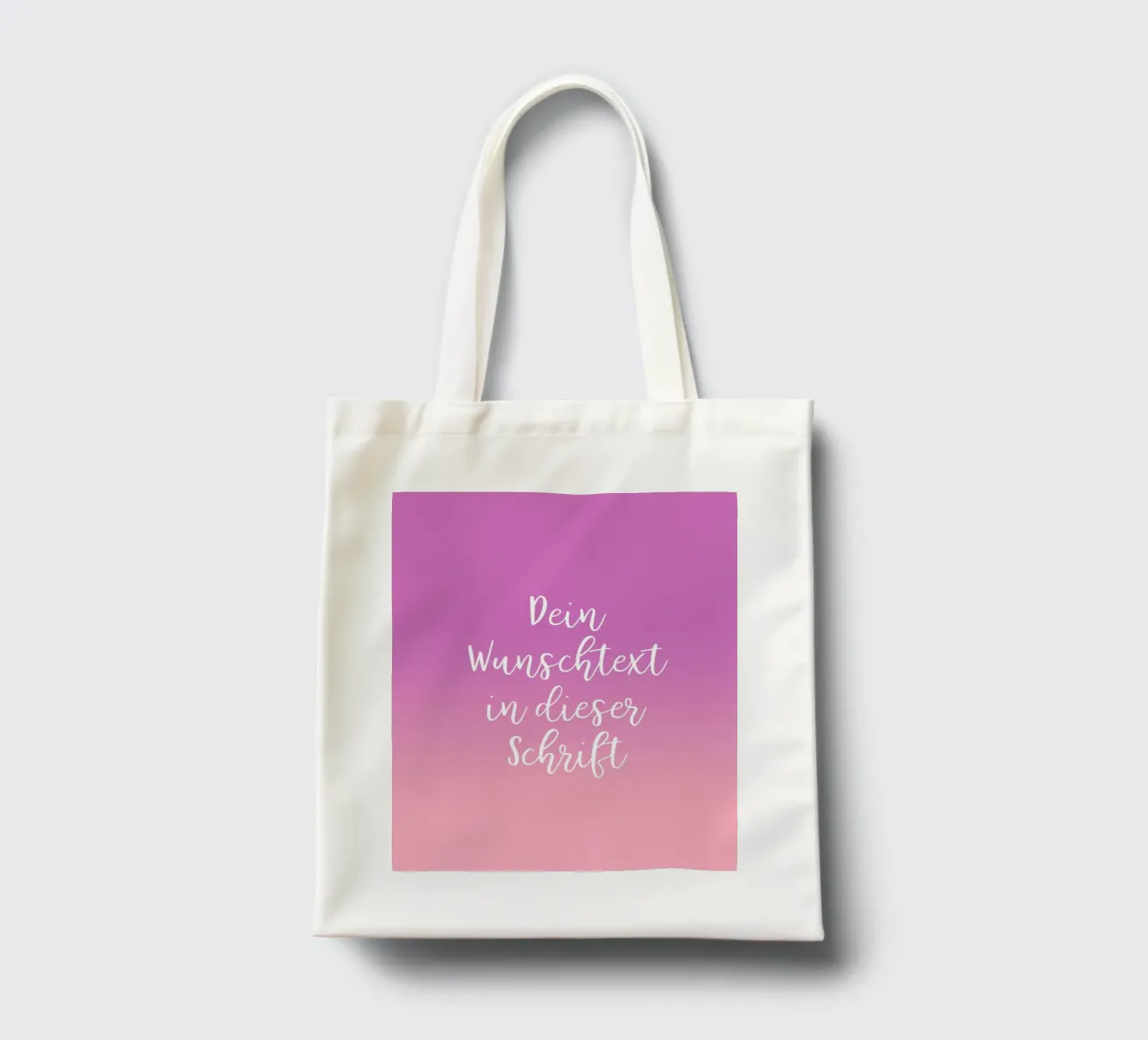 Wunschtext in Schreibschrift auf lila rosa gradient borsa in juta da BAINAI BRICK