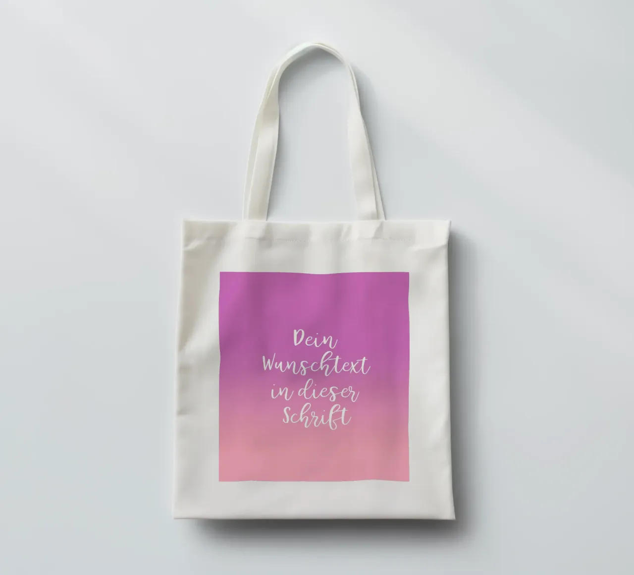 Wunschtext in Schreibschrift auf lila rosa gradient borsa in juta da BAINAI BRICK