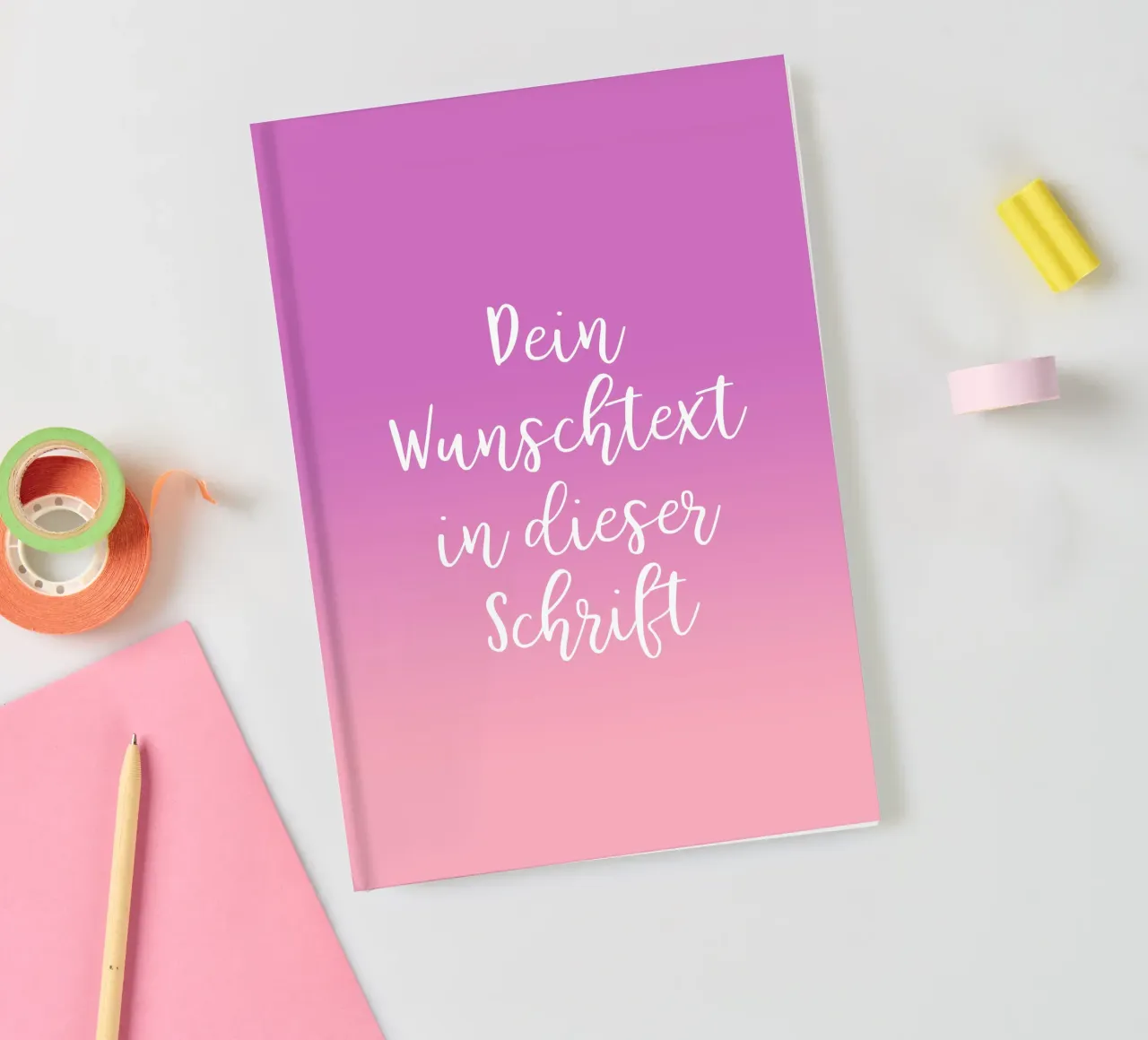 Wunschtext in Schreibschrift auf lila rosa gradient diario da BAINAI BRICK