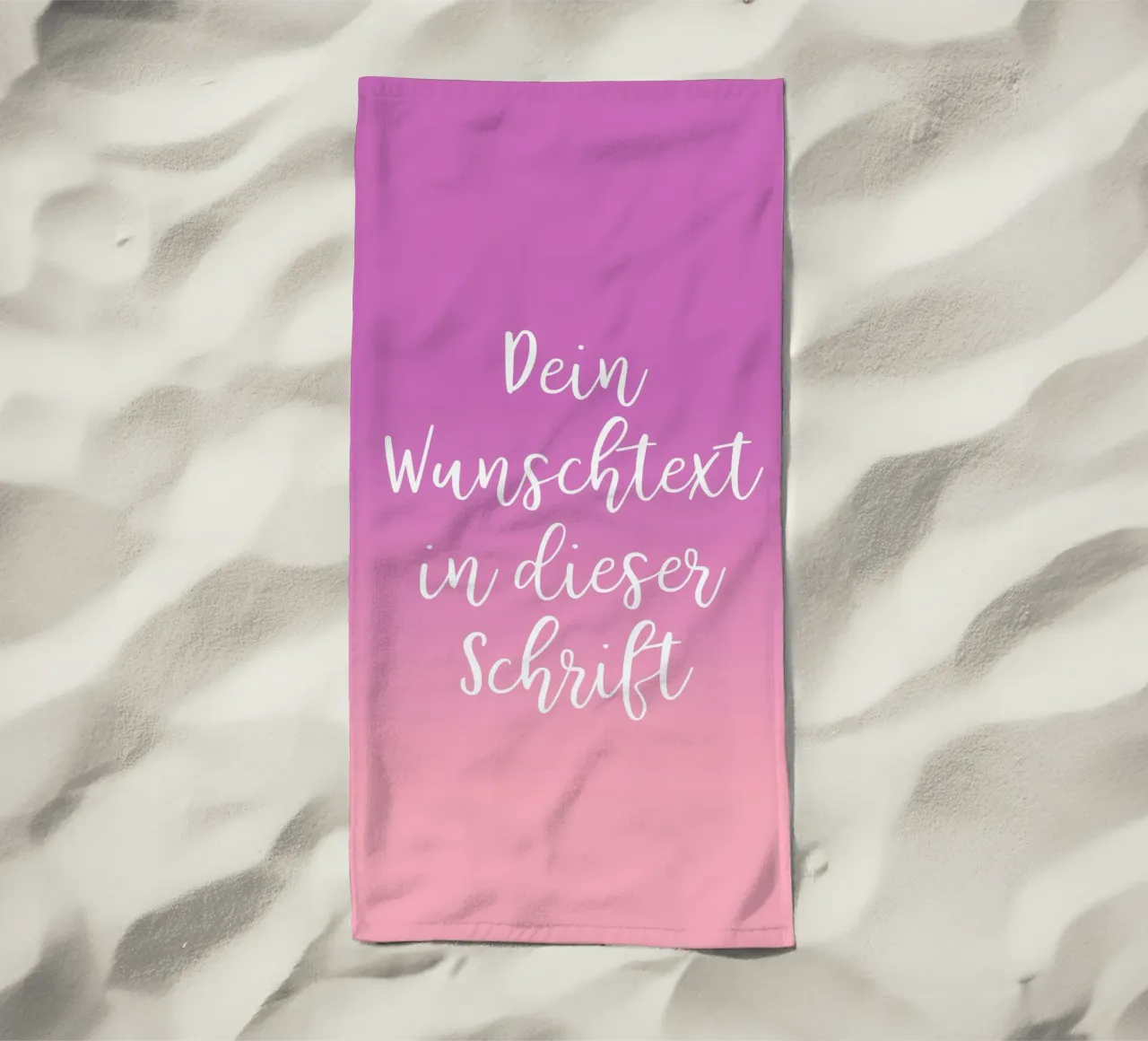 Wunschtext in Schreibschrift auf lila rosa gradient telo mare da BAINAI BRICK