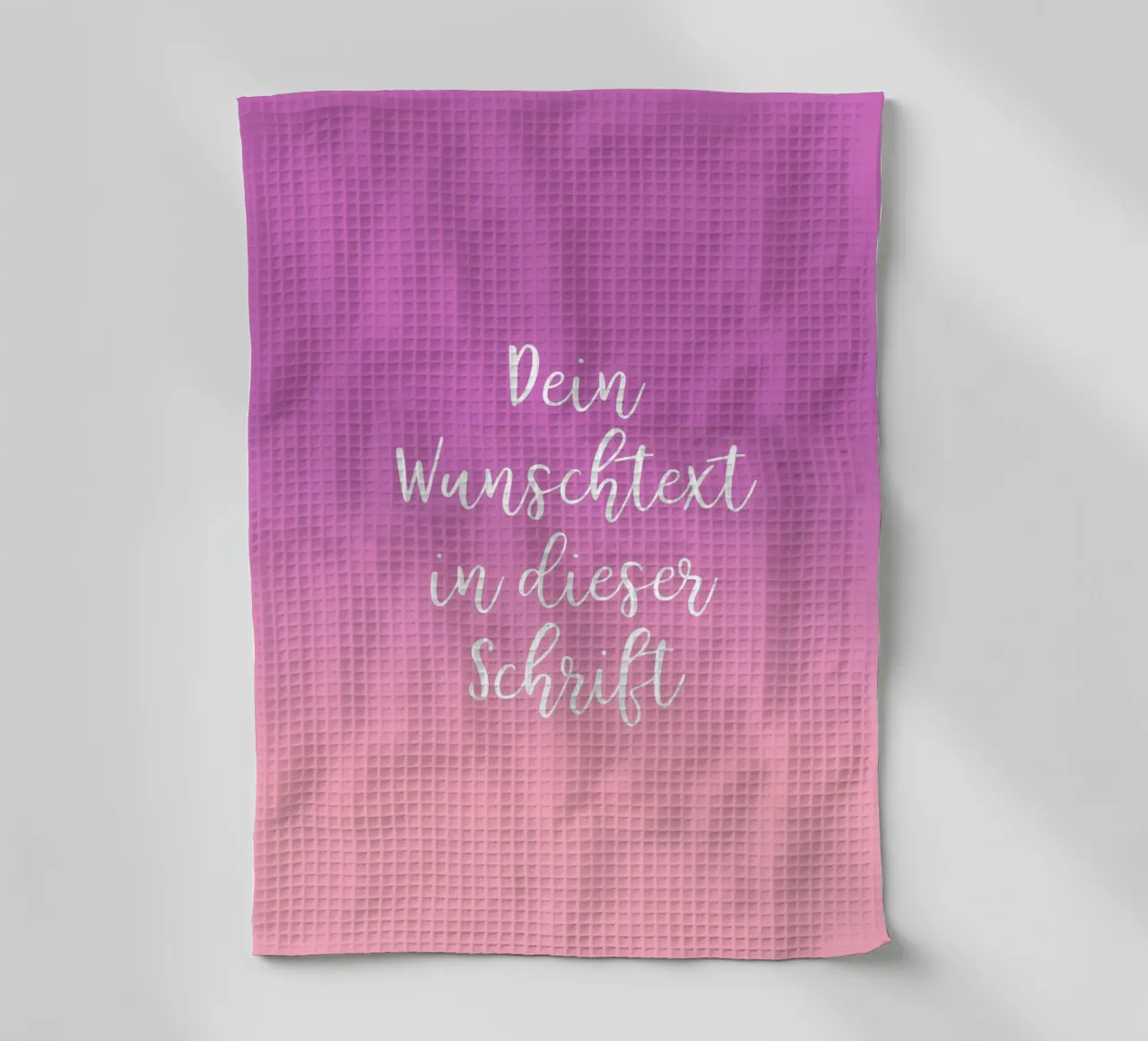 Wunschtext in Schreibschrift auf lila rosa gradient canovaccio da cucina da BAINAI BRICK