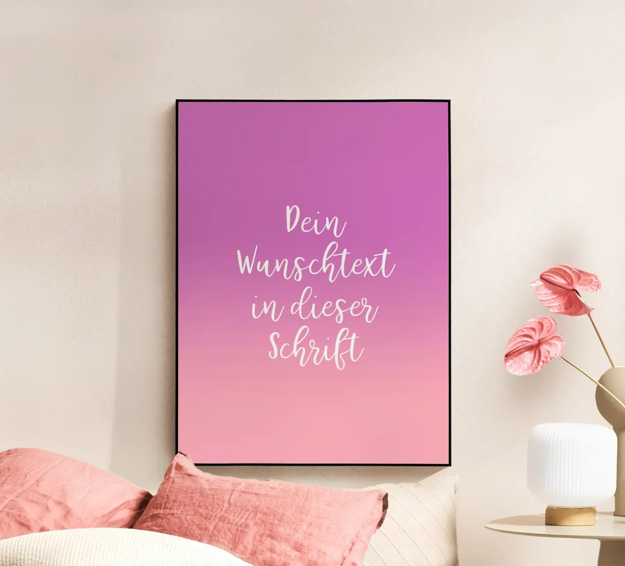 Wunschtext in Schreibschrift auf lila rosa gradient plexiglass da BAINAI BRICK