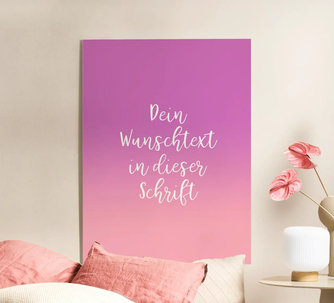 Wunschtext in Schreibschrift auf lila rosa gradient plexiglass da BAINAI BRICK