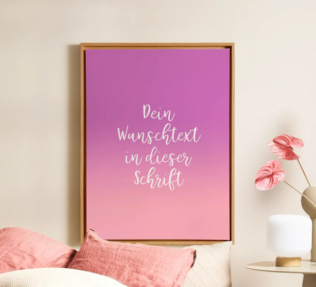 Wunschtext in Schreibschrift auf lila rosa gradient tela da BAINAI BRICK