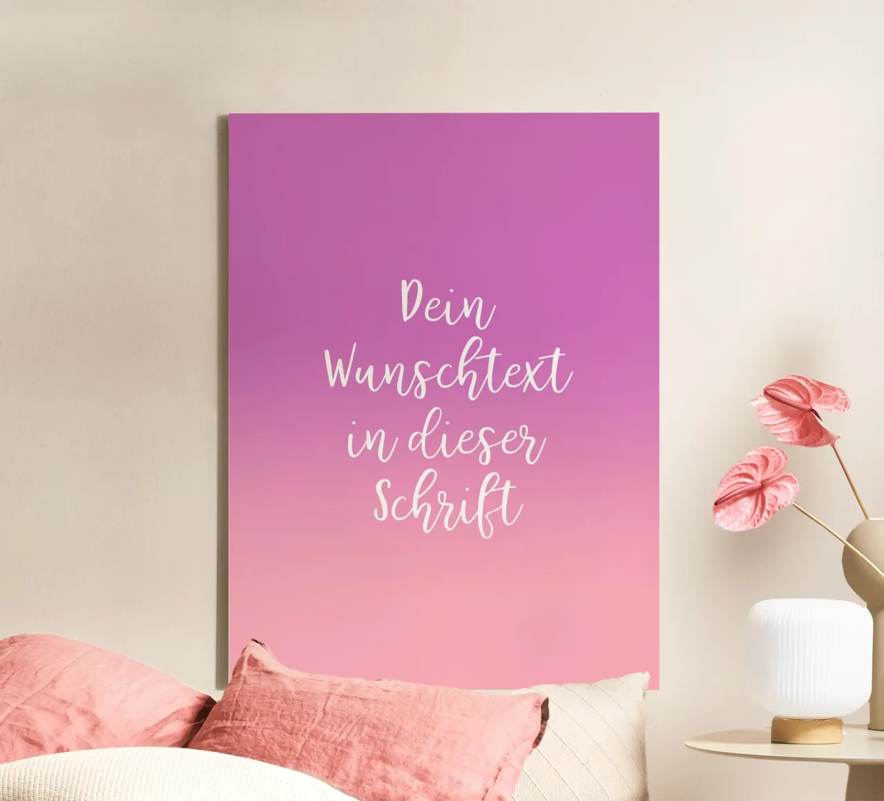 Wunschtext in Schreibschrift auf lila rosa gradient tela da BAINAI BRICK