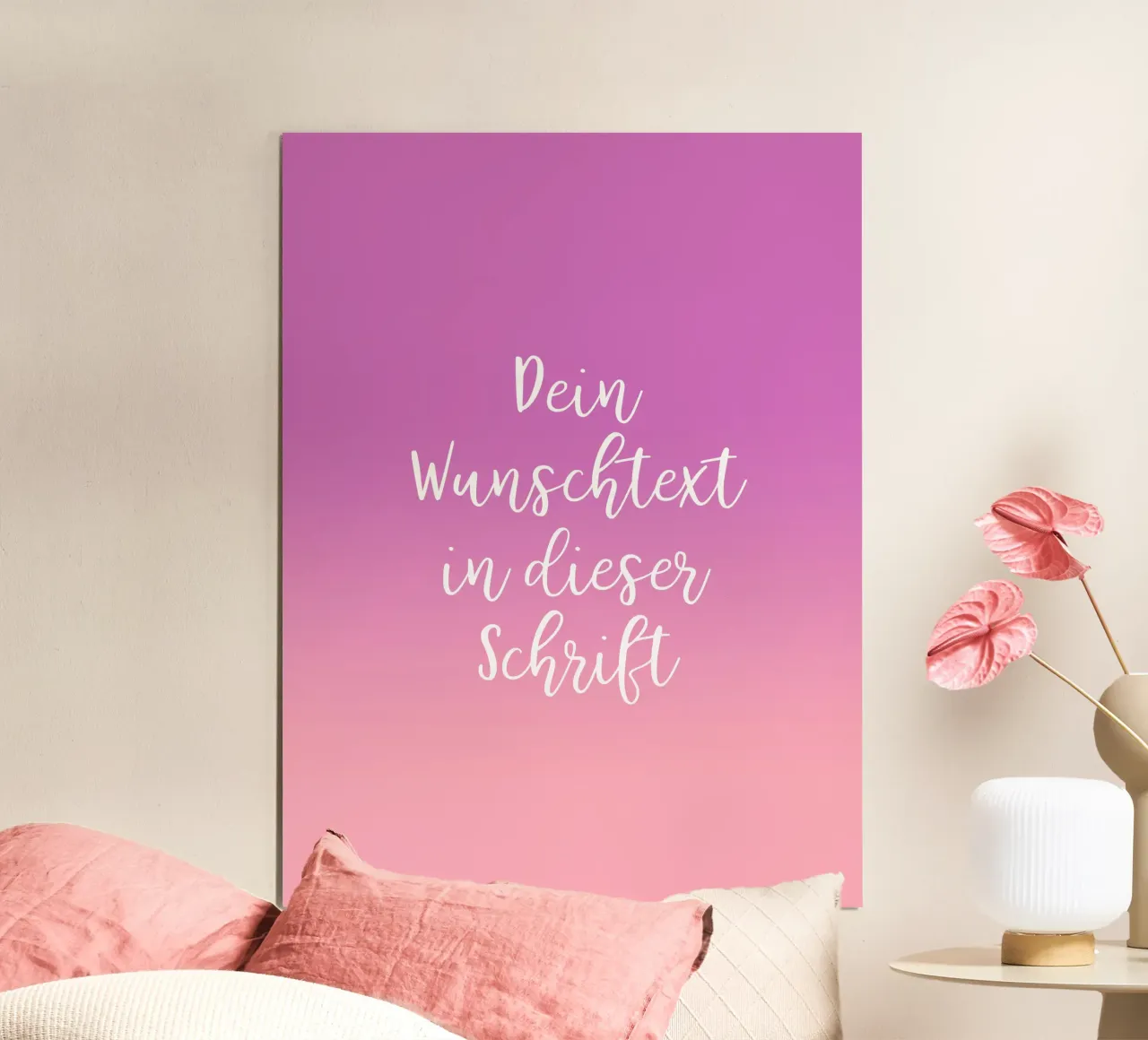 Wunschtext in Schreibschrift auf lila rosa gradient carta hahnemühle da BAINAI BRICK