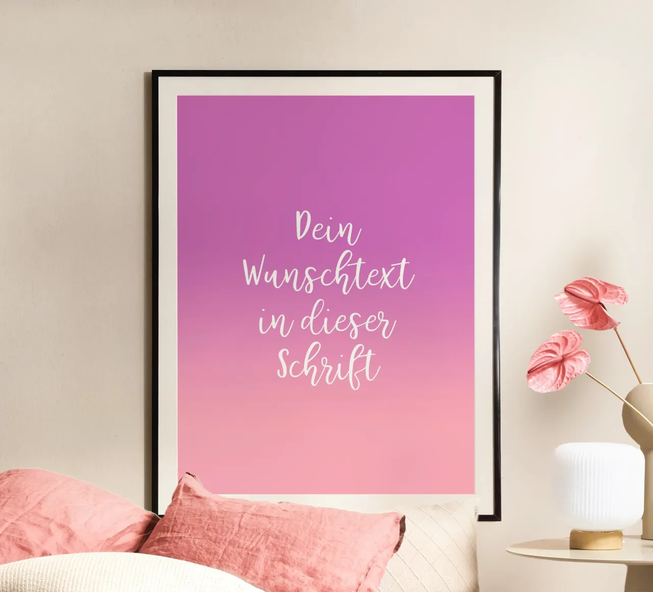 Wunschtext in Schreibschrift auf lila rosa gradient poster da BAINAI BRICK