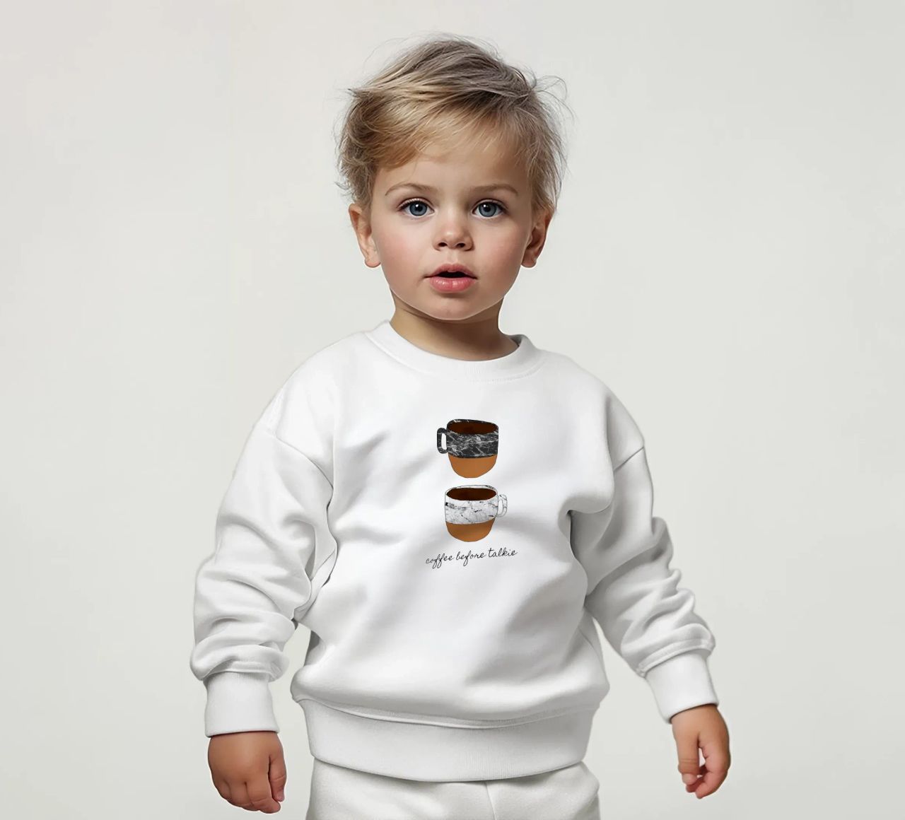 Caffè prima di parlare felpa neonato da Orara Studio